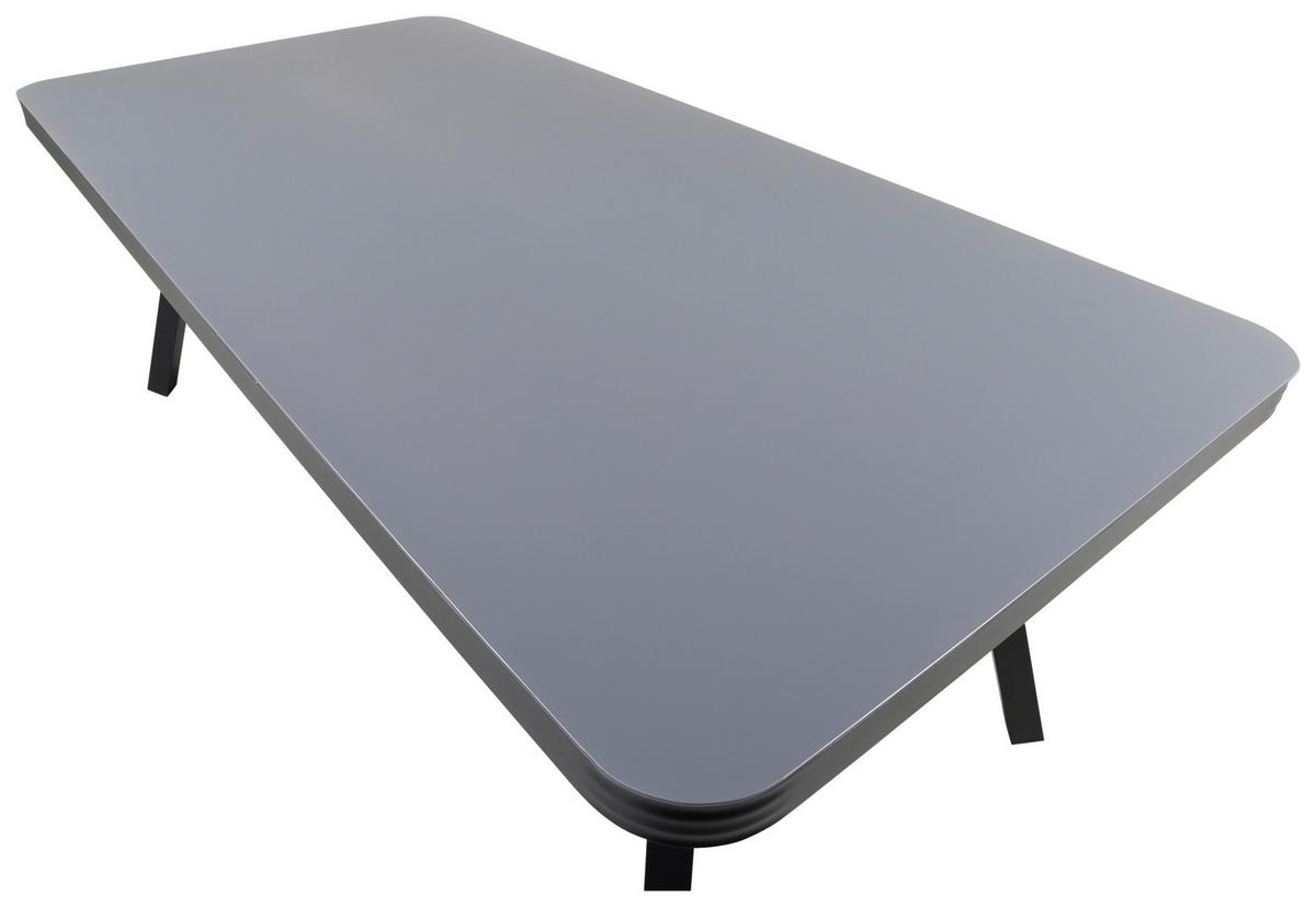 Gartentisch Virya - Schwarz/Grau, KONVENTIONELL, Glas/Metall (200/100/74cm) - Gardenson