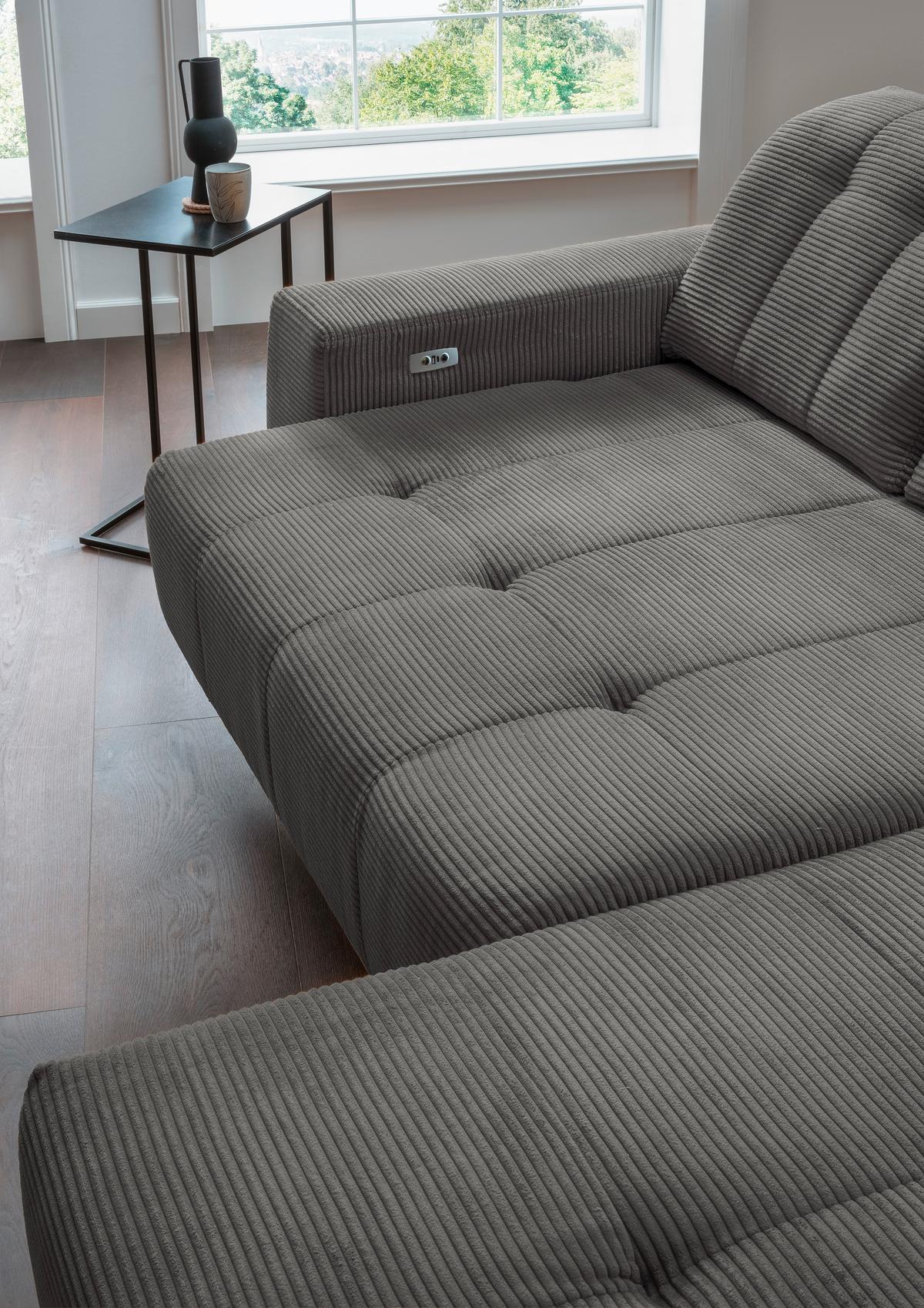 Ecksofa Mit Usb Anschluss Sano, Grau, S: 258x180 Cm - Schwarz/Grau, MODERN, Textil (258/180cm) - Livetastic
