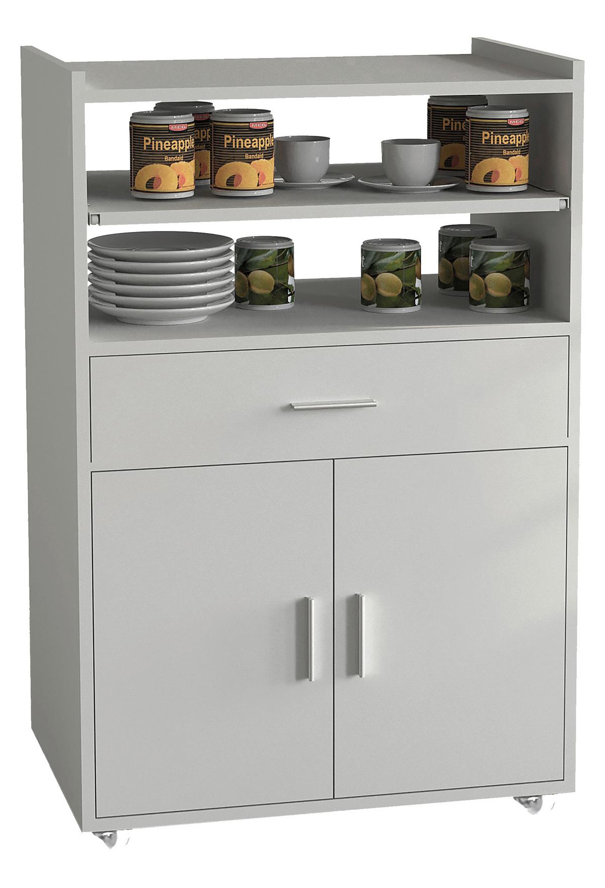 Servierwagen Kiola Weiß B: 59 cm - Weiß, Basics, Holzwerkstoff/Kunststoff (59/92/40cm) - MID.YOU