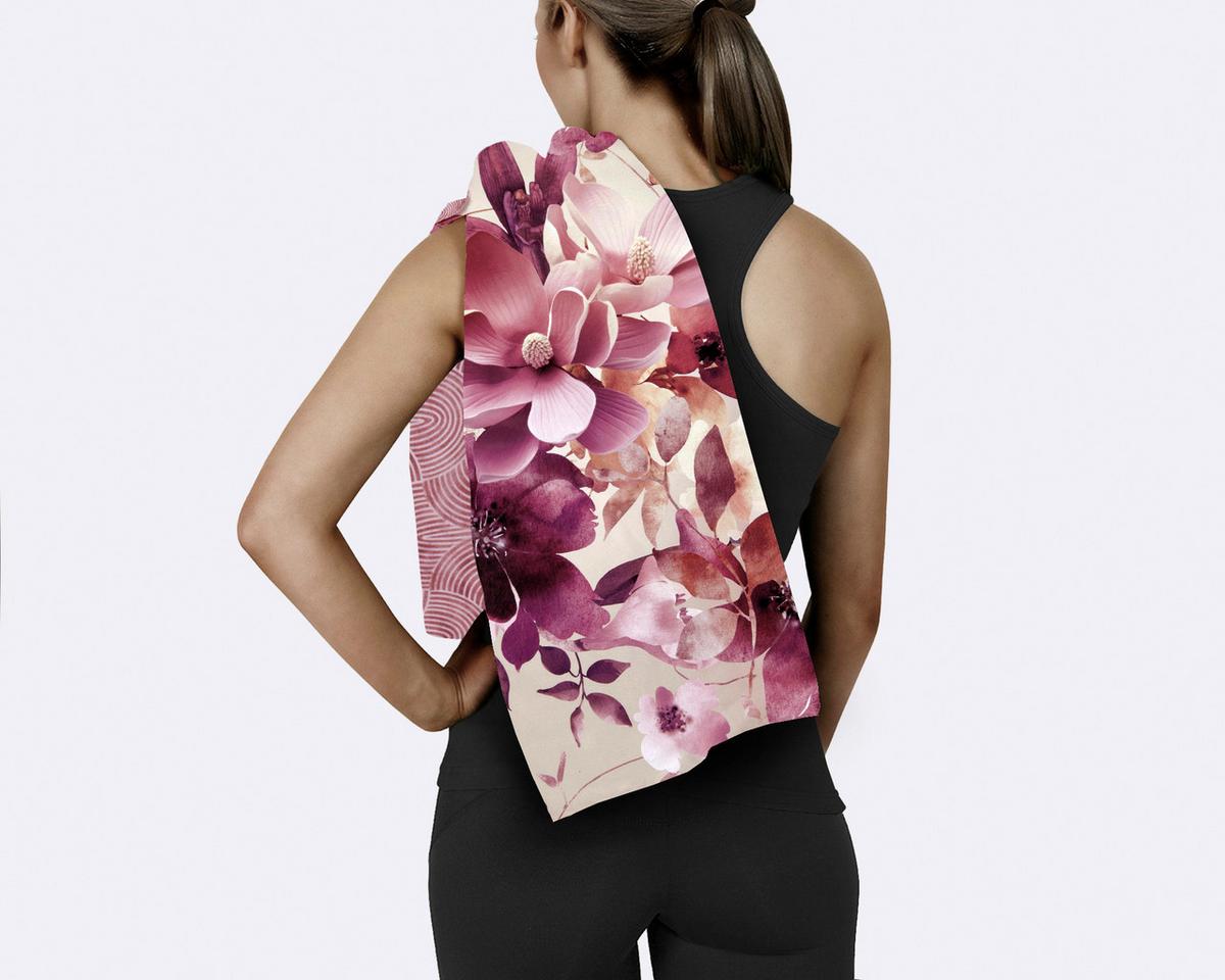 SPORTHANDTUCH CHAJA - Sandfarben/Bordeaux, Design, Textil (50/100cm)