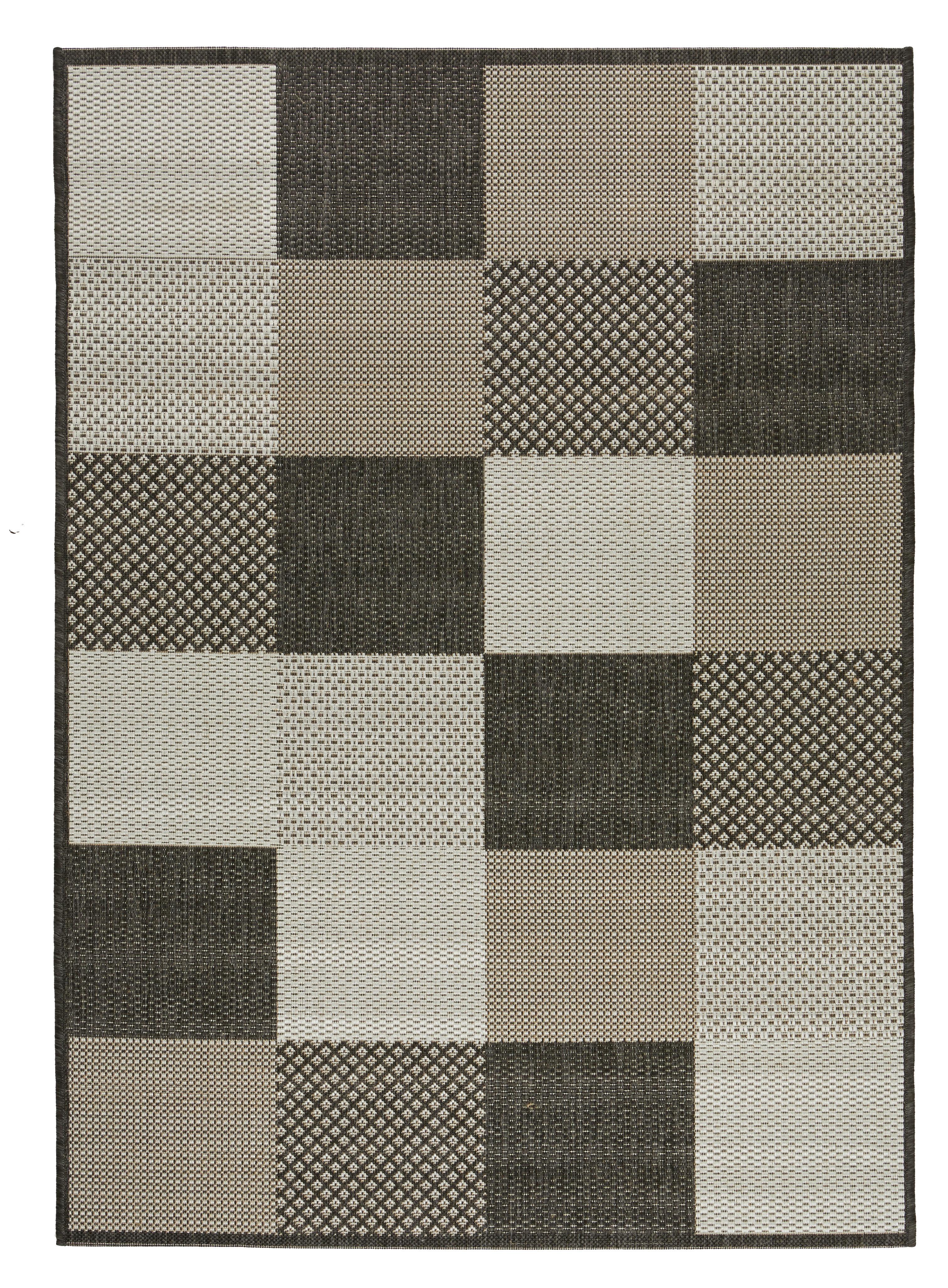 Flachwebteppich Anthrazit / Silber Caro 60x110 Cm