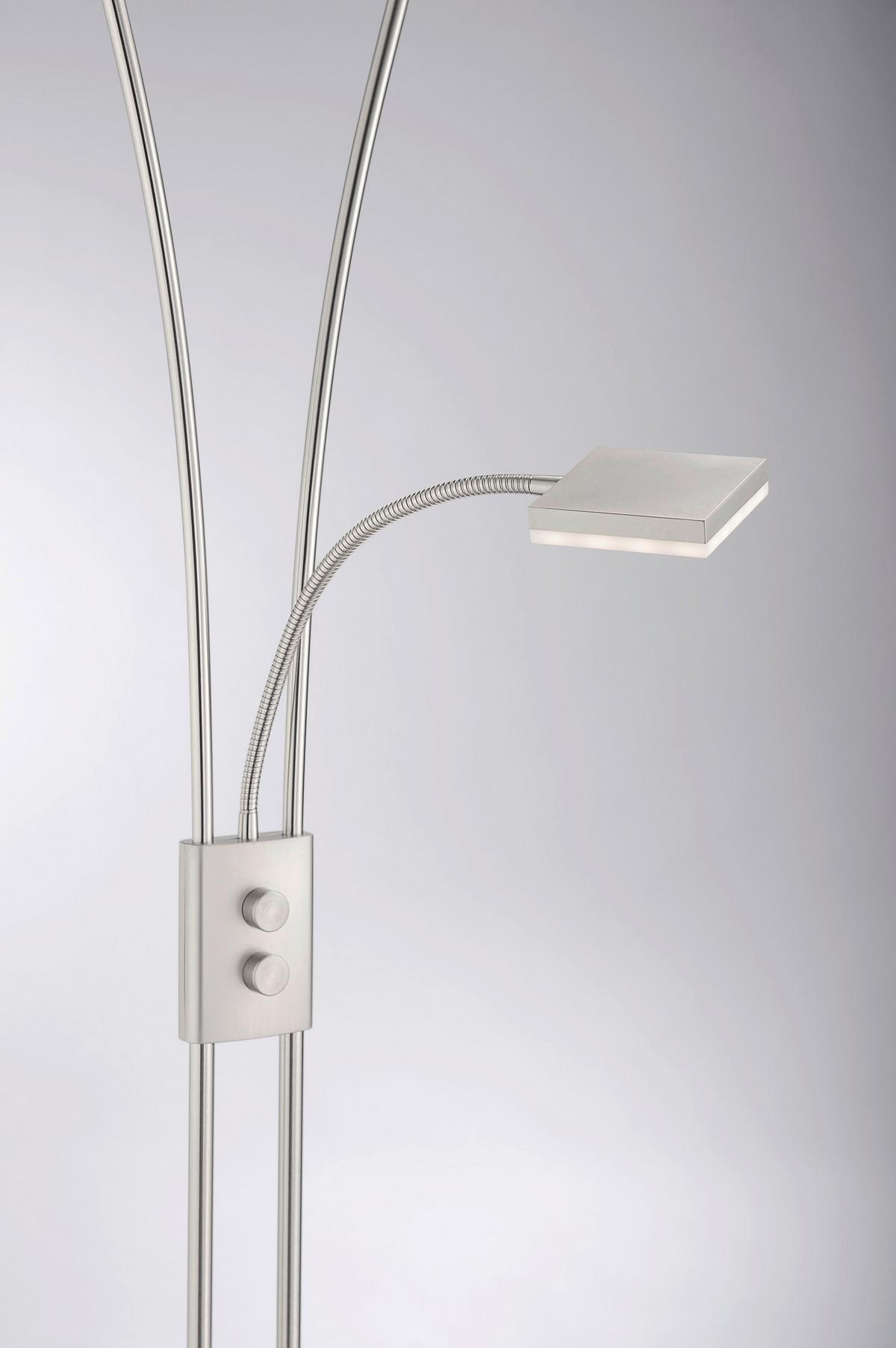 Stehlampe Helia Dimmbar Nickelfarben 3-Fach Schaltbar - Nickelfarben, Design, Metall (57/57/197,5cm)