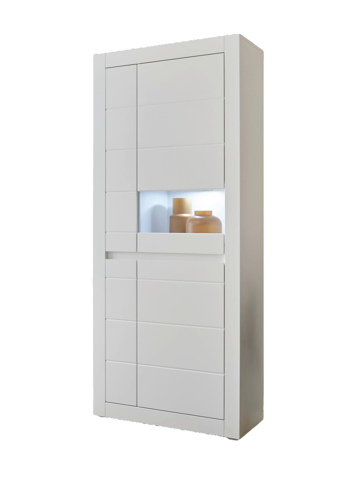 Vitrine Chester Weiß/Eichefarben B: 85cm - Eichefarben/Silberfarben, Design, Holzwerkstoff (85/198/35cm) - MID.YOU