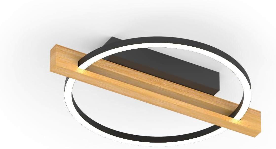 LED-Deckenleuchte Nero Schwarz L: 39 cm - Natur, Holz (39/30/7.5cm)