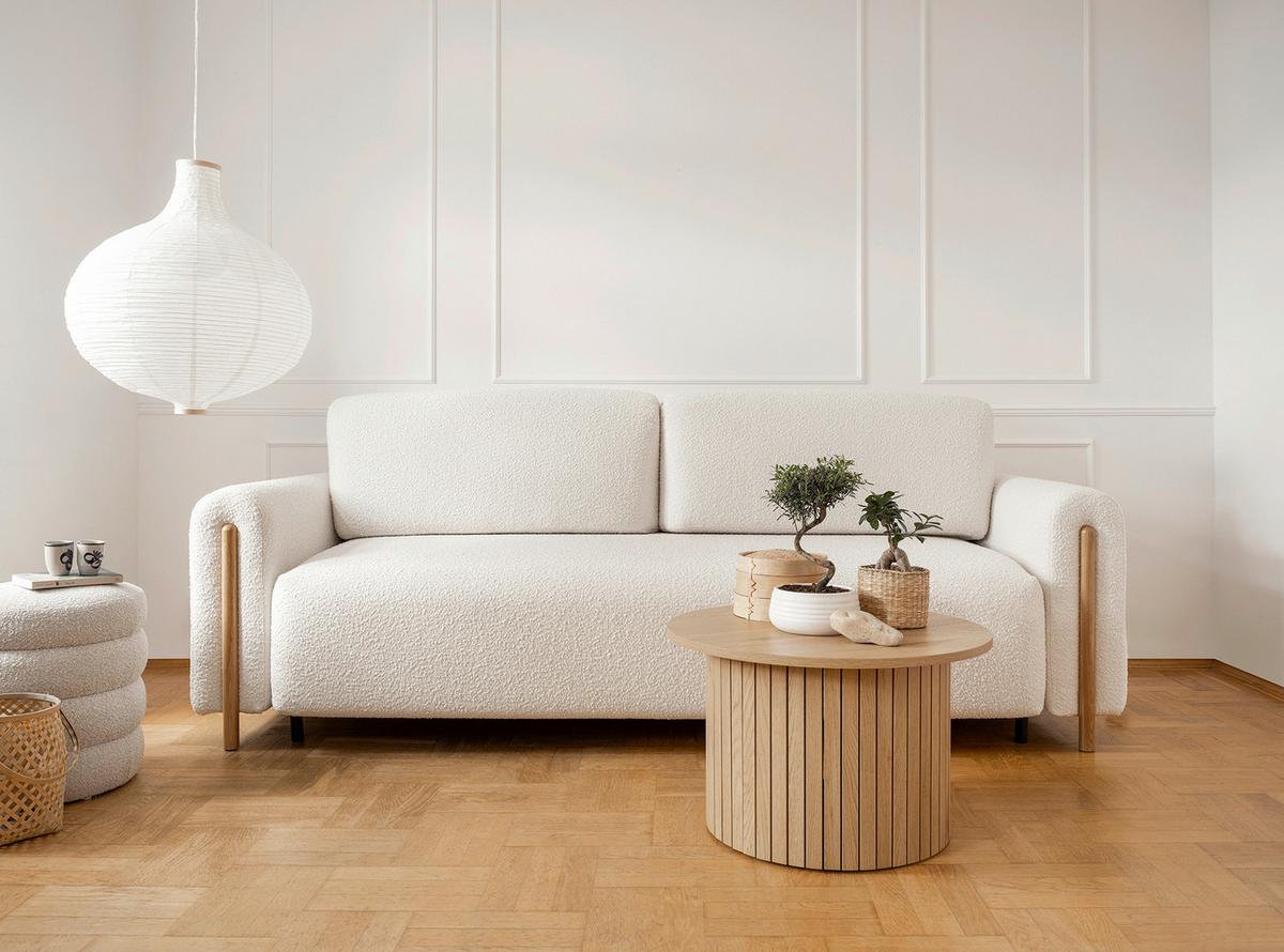 Schlafsofa Arcadova Creme B: 244 cm - Eichefarben/Creme, Design, Textil (244/97/97cm) - MID.YOU