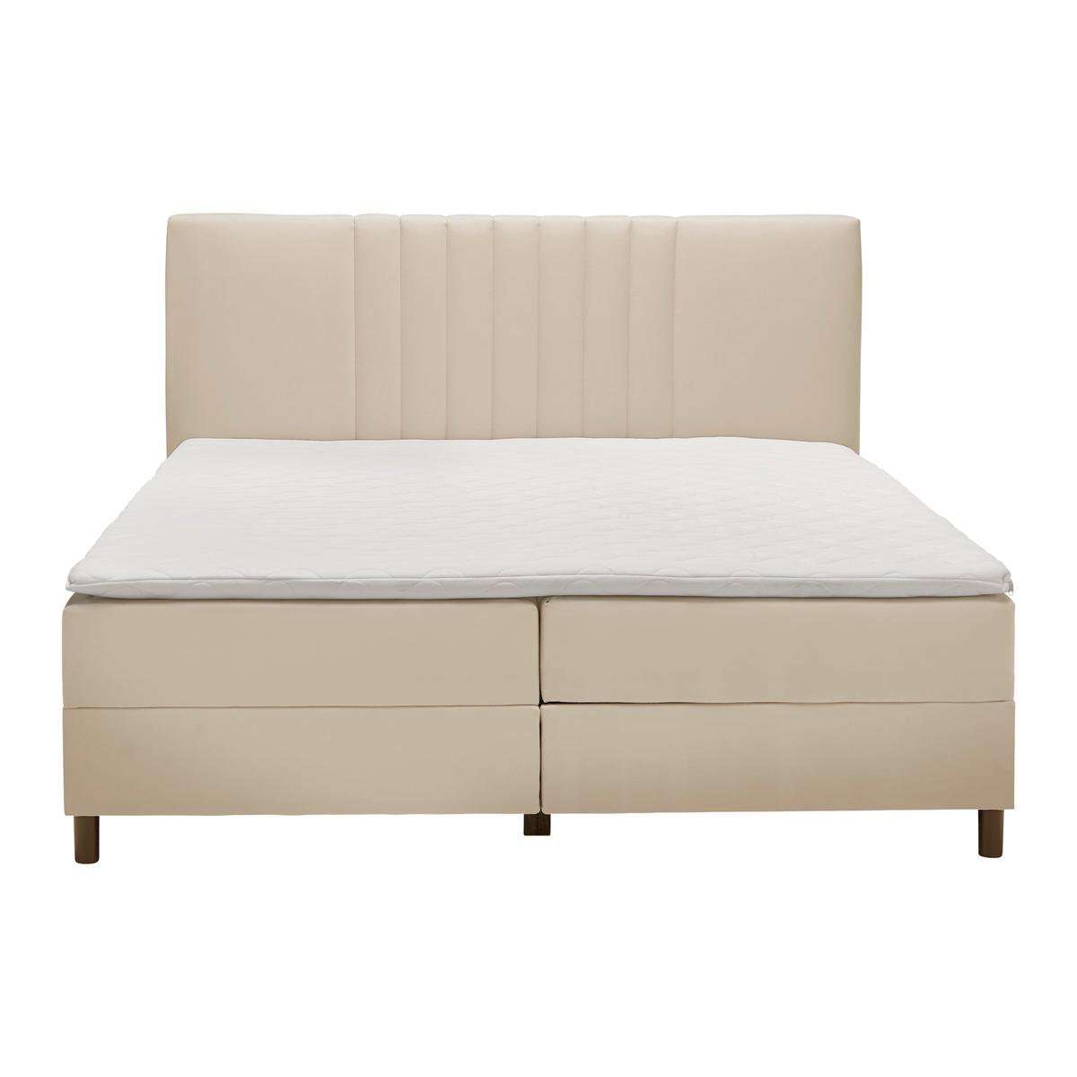 Posteľ boxspring ROMA, béžová, 180x200cm - čierna/béžová, Modern, kov/drevo (180/200cm)
