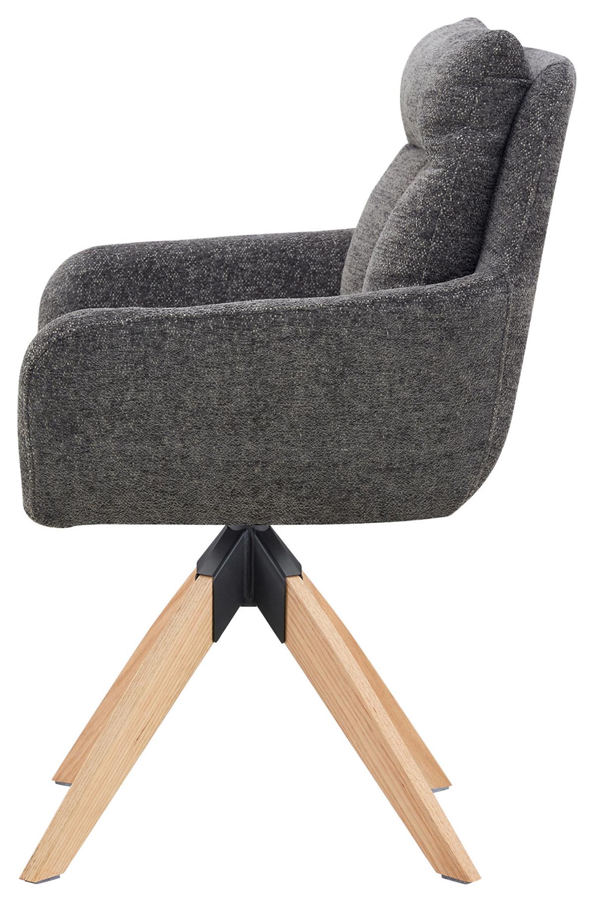 Armlehnstuhl Malik grau, Sitzflä. 360° drehbar - Naturfarben/Grau, KONVENTIONELL, Holz/Textil (59/92/63cm) - Livetastic