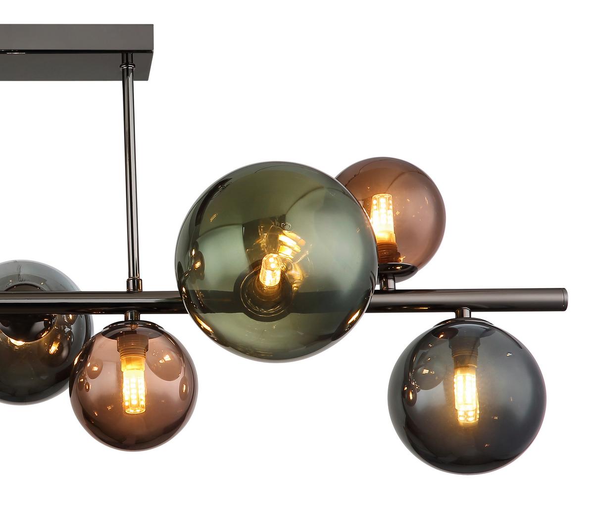LED-Deckenleuchte 56142-9d - Petrol/Bronzefarben, Design, Glas/Metall (87/30/38cm) - Globo