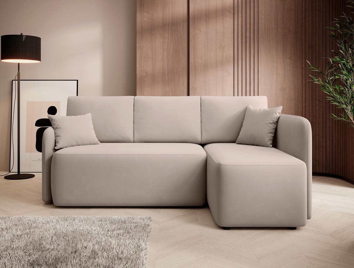 Ecksofa Hadson Beige S: 206x150 cm - Beige/Schwarz, Design, Textil (206/150cm) - MID.YOU