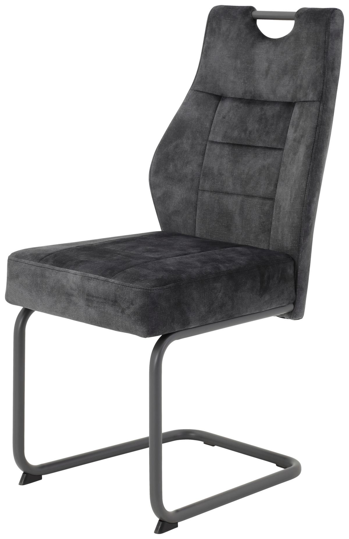 Schwingstuhl-Set Linda S Anthrazit - Anthrazit/Grau, MODERN, Textil/Metall (47/99/61cm) - MID.YOU