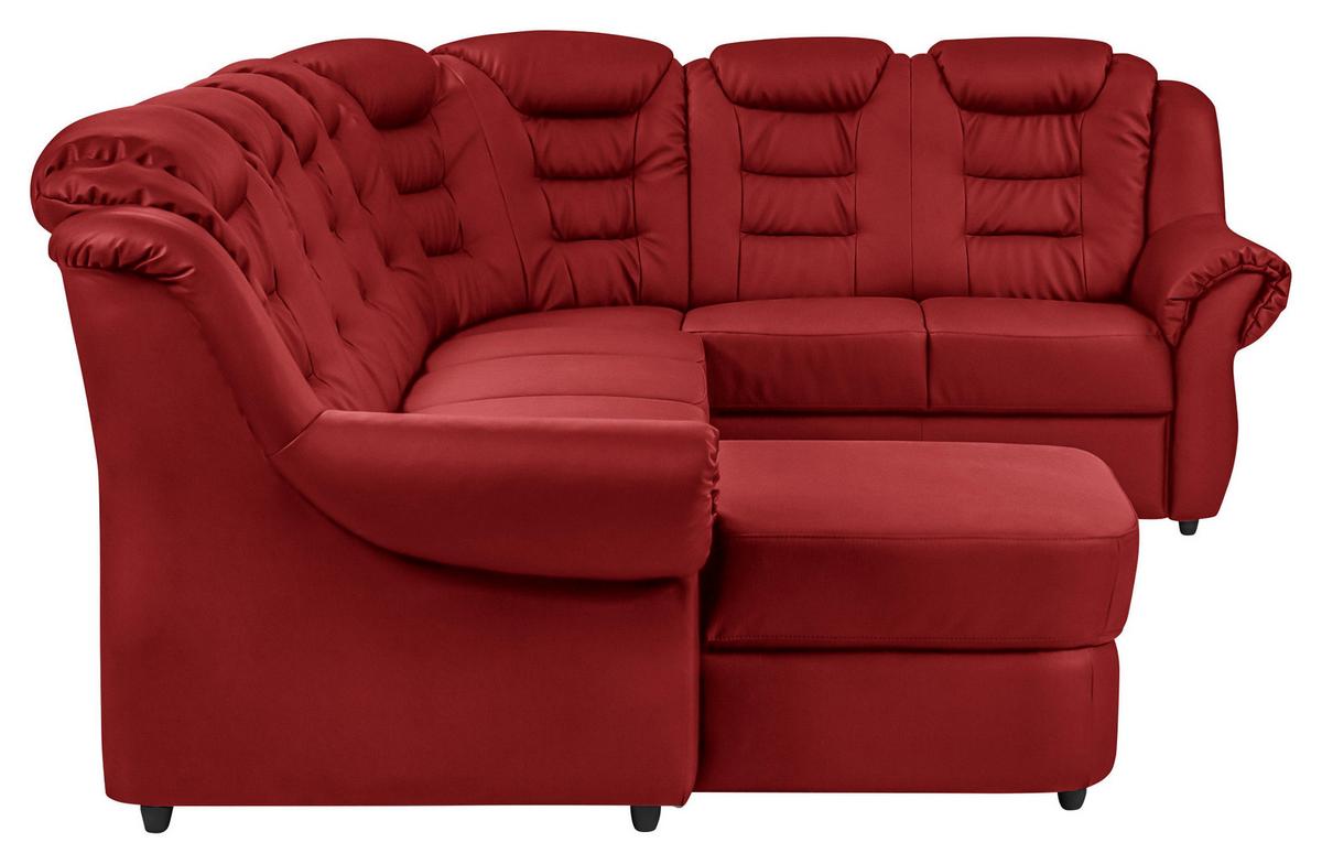 Wohnlandschaft Boston Rot Lederlook - Rot/Schwarz, KONVENTIONELL, Textil (165/333/216cm) - Livetastic