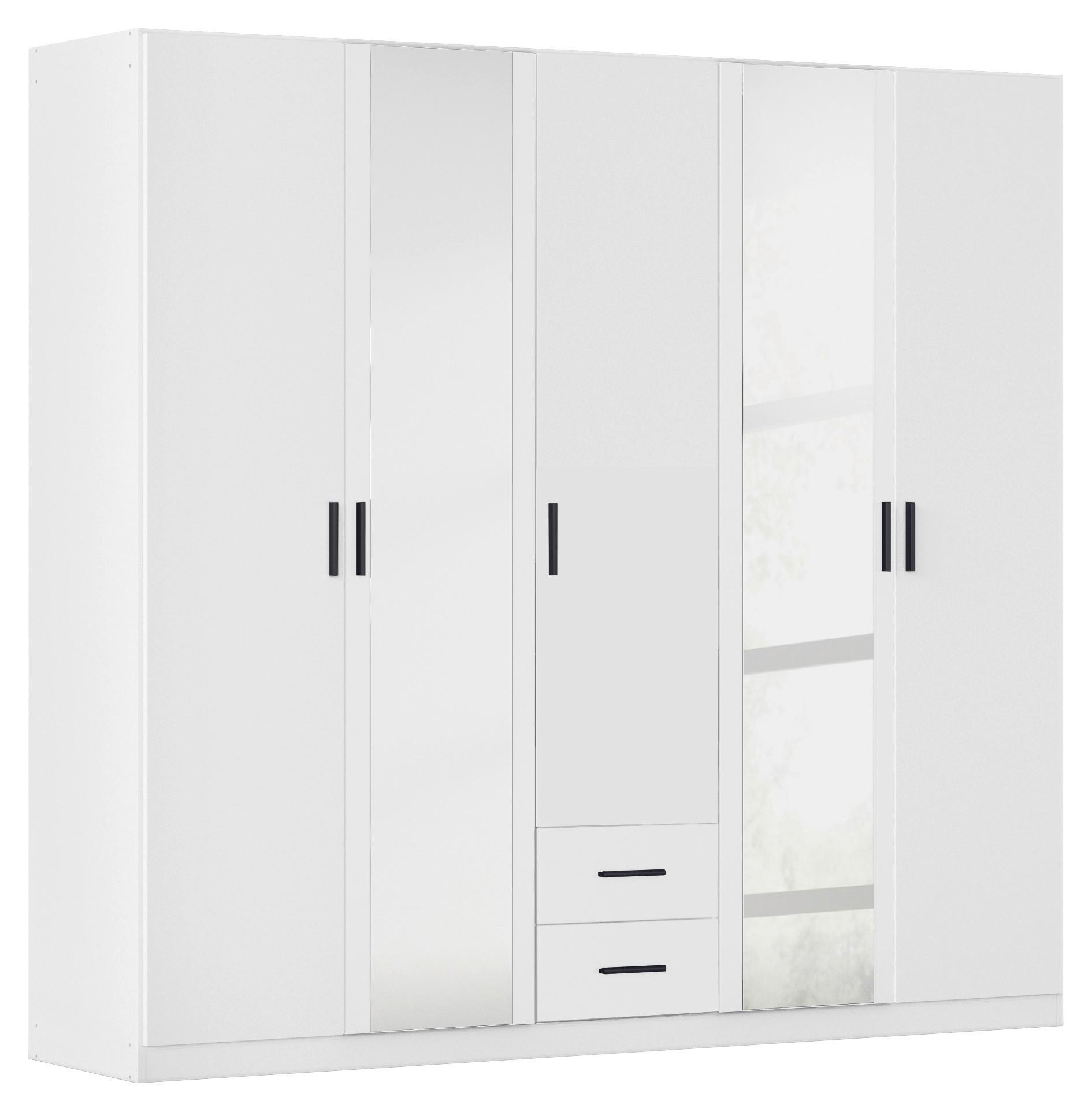 Drehtürenschrank mit Spiegel 226 cm Despina, Weiß - Weiß, KONVENTIONELL, Holzwerkstoff (226/210/54cm)