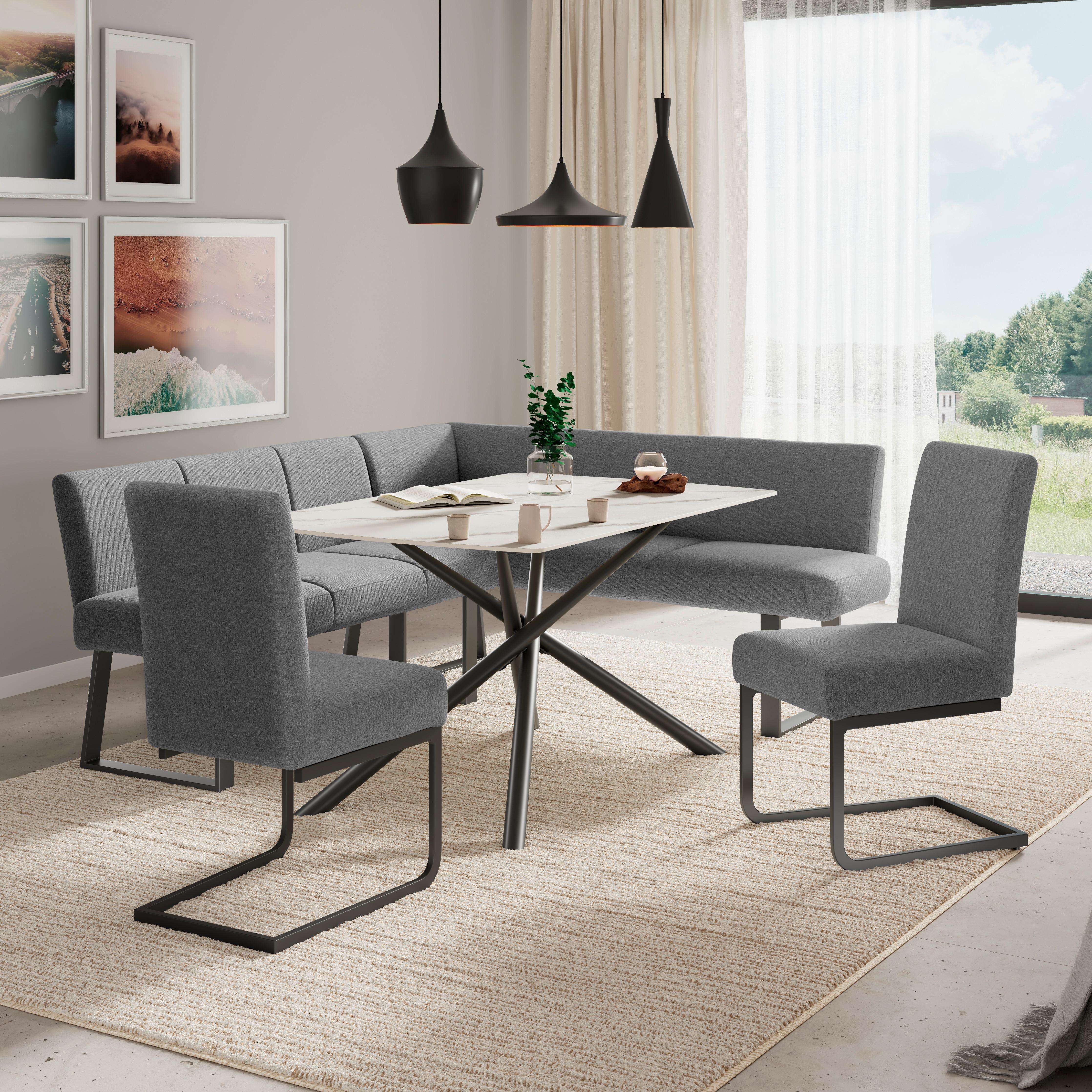 Schwingstuhl Terri Anthrazit Gepolstert - Anthrazit/Schwarz, MODERN, Textil/Metall (46/95/64cm) - MID.YOU