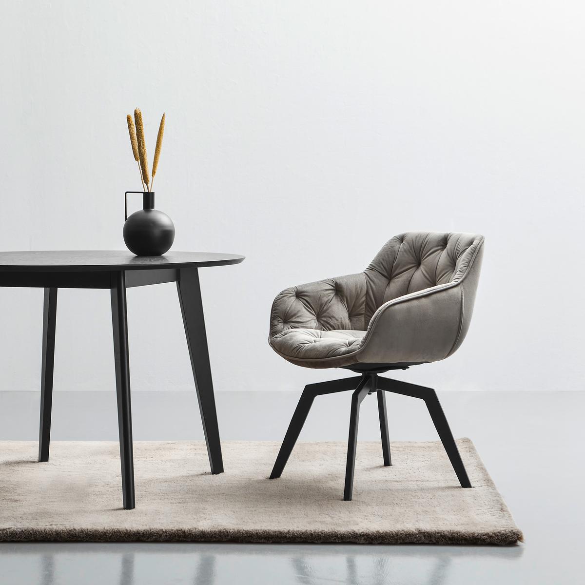 Armlehnstuhl Avegno Grau Mit Drehbare Sitzfläche - Schwarz/Grau, MODERN, Holz/Textil (59,5/84/63,5cm) - Livetastic