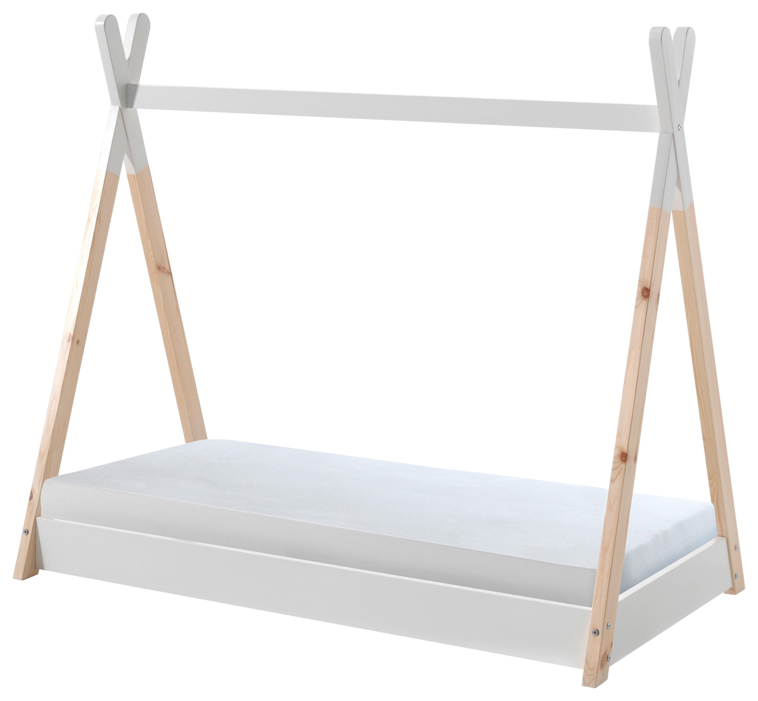 Hausbett Tipi 70x140 cm Kiefer Weiß - Weiß/Kieferfarben, MODERN, Holz/Holzwerkstoff (70/140cm) - MID.YOU