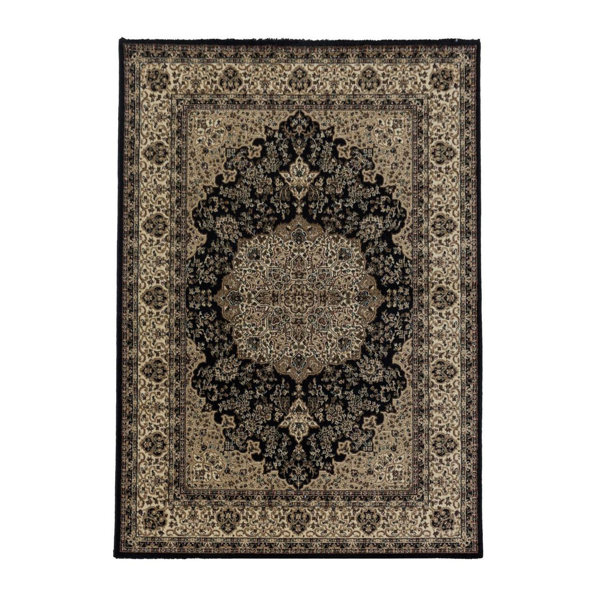 Orientalischer Webteppich Schwarz Kashmir 200x290 cm - Schwarz, LIFESTYLE, Textil (200/290cm)