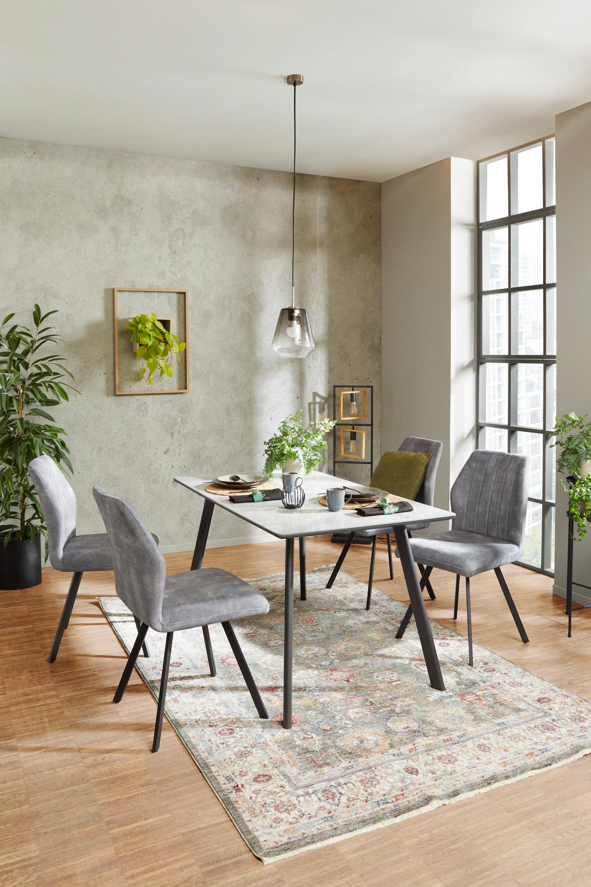 Jedálenský stôl GEORGE 140x80 - čierna/sivá, Konventionell, kov/kompozitné drevo (140/76/80cm)