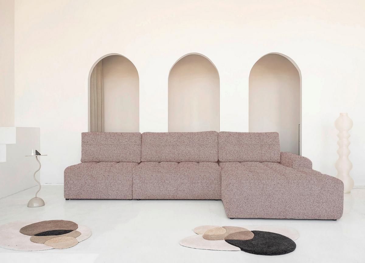 Ecksofa Lulu Rot S: 338x184cm - Rot/Schwarz, Design, Textil (338/184cm) - MID.YOU