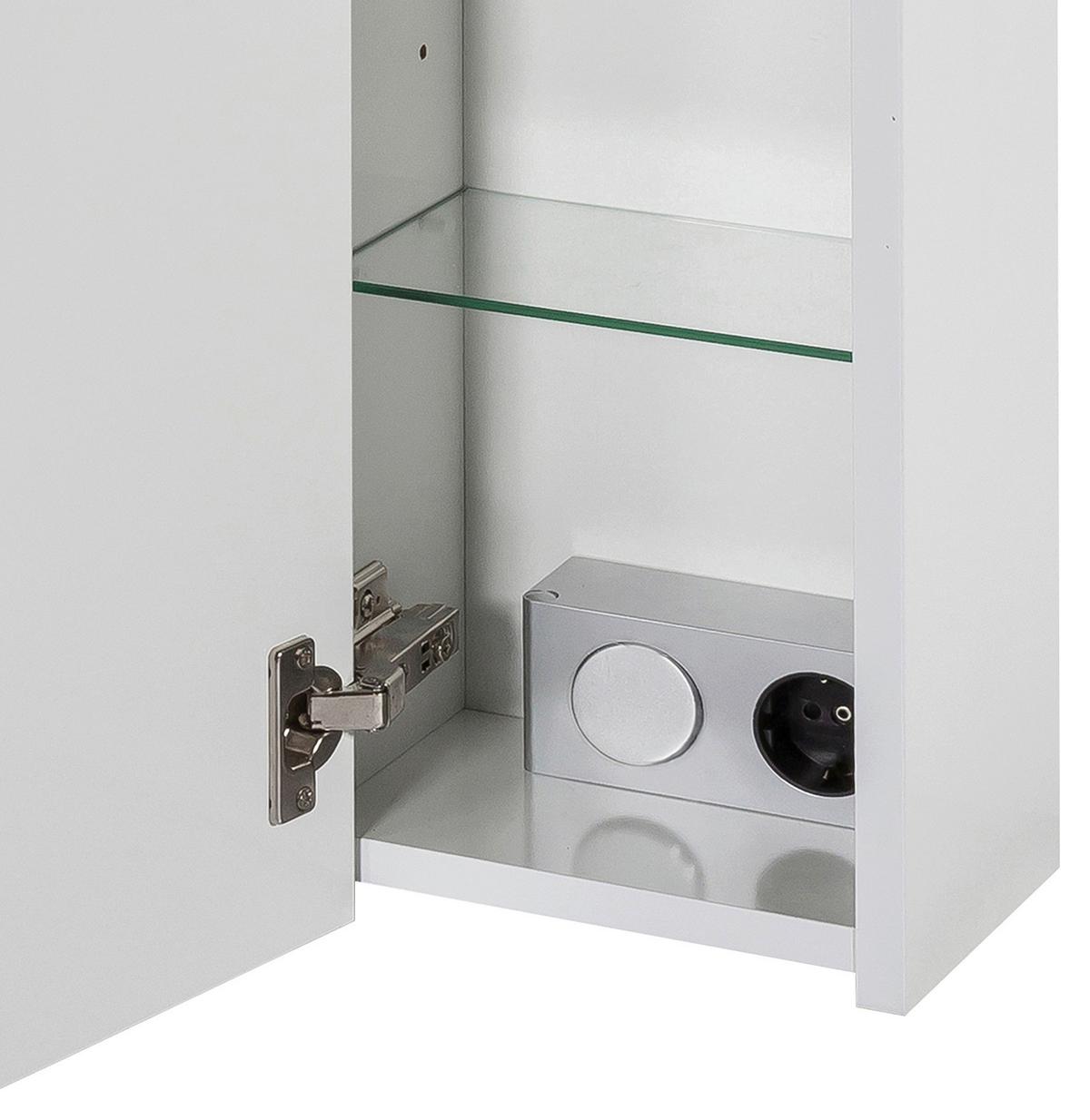 Spiegelschrank Dorina 700 Mit Led 3 Türen, Weiß - Weiß Hochglanz/Weiß, MODERN, Glas/Holzwerkstoff (70/75,7/16cm) - MID.YOU