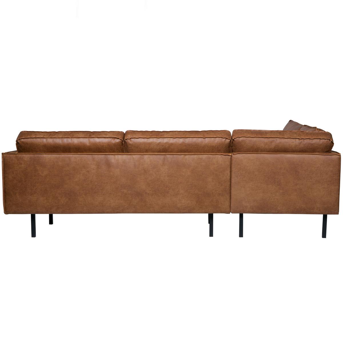 Ecksofa Rodeo Cognac S: 213x266cm - Cognac/Schwarz, Design, Leder/Textil (213/266cm) - Livetastic
