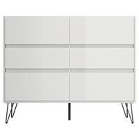 Sideboard Posseik Industrial Weiß B: 120 Cm - Weiß Hochglanz/Schwarz, Design, Holzwerkstoff (120/93,6/42cm) - P & B