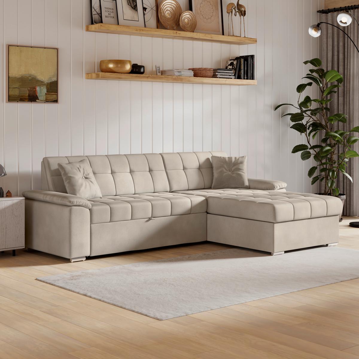 Ecksofa Bali grau, 257x167cm - Beige, Trend, Textil (257/167cm) - Livetastic