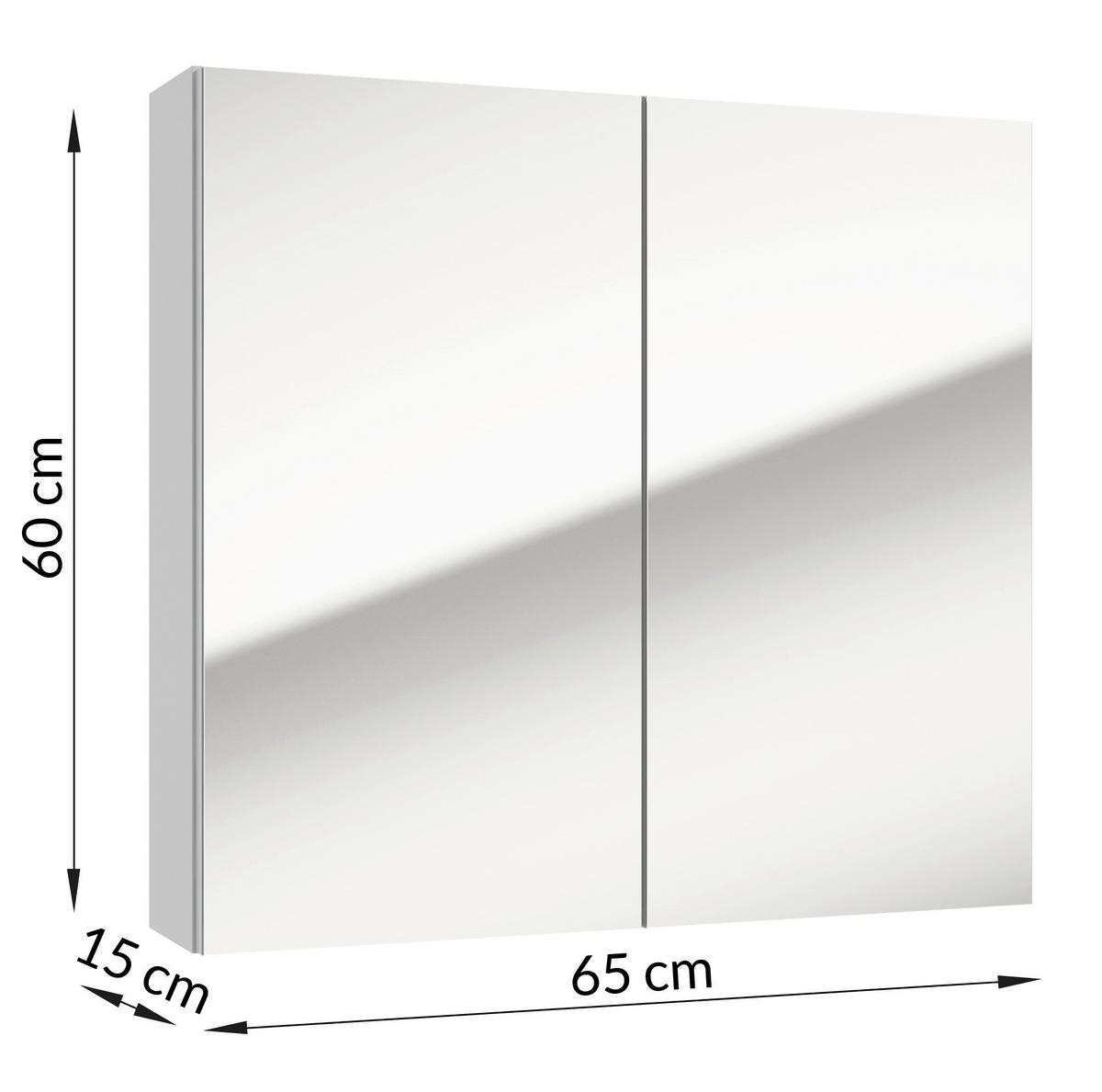 Spiegelschrank Locca Sps 2-Türig Eiche Dekor - Eichefarben/Transparent, KONVENTIONELL, Glas/Holzwerkstoff (65/60/15cm) - MID.YOU