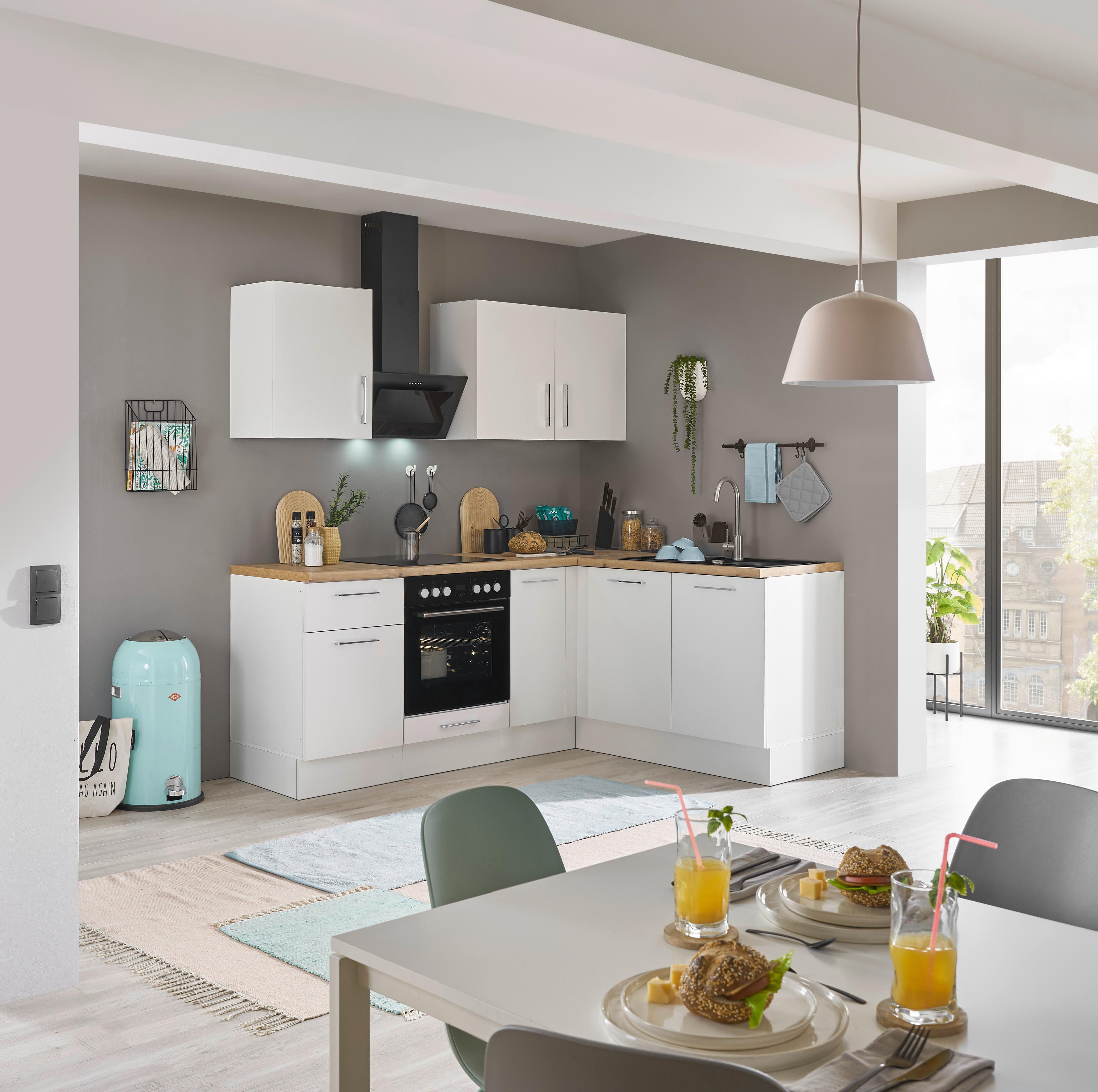 Eckküche Turin 210x165 cm Weiß/ Eiche Artisan Dekor - Weiß/Eiche Artisan, Basics, Holzwerkstoff (210/165cm) - MID.YOU