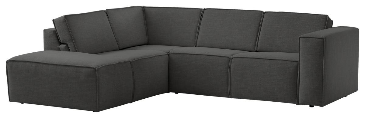 Ecksofa Dice Anthrazit - Anthrazit/Schwarz, MODERN, Textil (220/255cm) - MID.YOU
