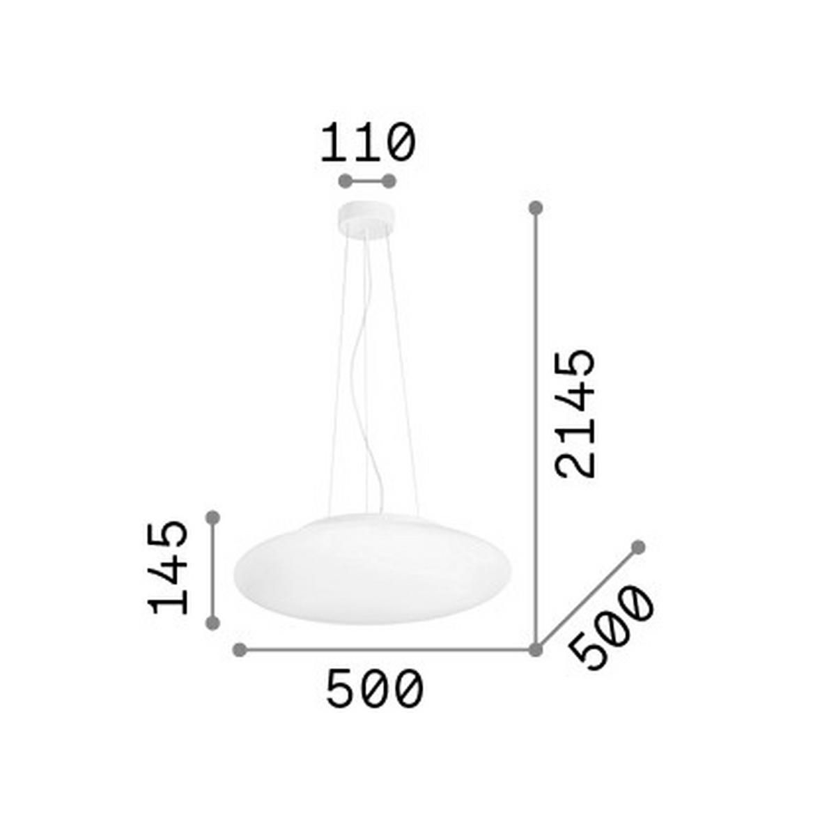 Hängeleuchte Smarties Weiß D: 50 Cm - Weiß, Basics, Glas (50/39,5-214,5cm) - Ideal Lux