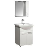 Badmöbel-Set 3-Tlg. Lisalo M B: 50 cm Weiß Dekor - Silberfarben/Weiß, MODERN, Glas/Keramik (50cm) - MID.YOU