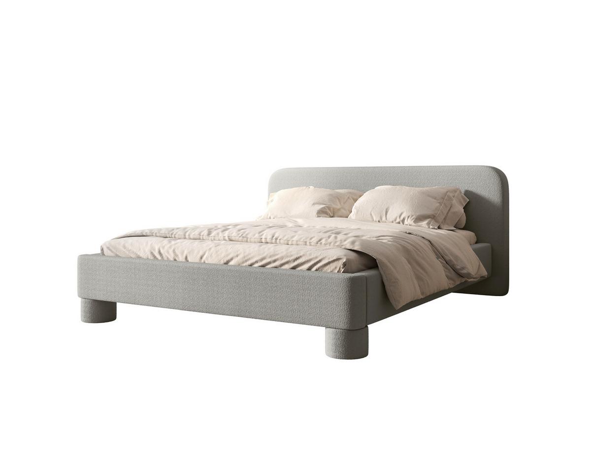 Polster Bett Bill 120 Creme LF: 120x200 cm - Schwarz/Grau, MODERN, Textil/Metall (140/200cm) - MID.YOU