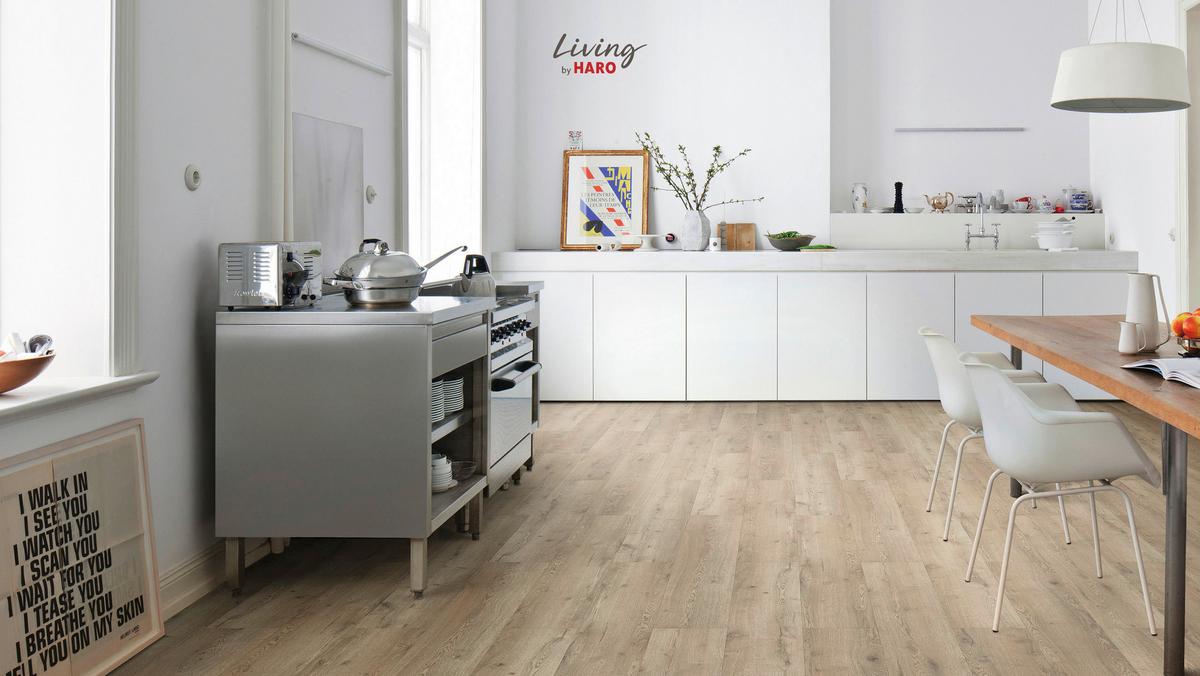 Vinylboden Eichefarben /Braun Landhausdiele Klick-Vinyl - Eichefarben/Graubraun, Design, Holzwerkstoff (128.2/23.5/0.65cm) - Living by HARO