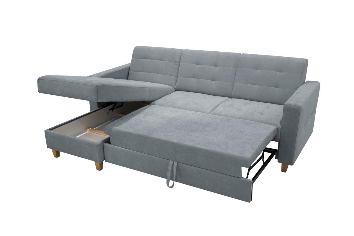 Rohová sedačka BJORN, oboustranná, šedá žinylka - šedá/přírodní barvy, Design, dřevo/textil (160/231cm) - Luca Bessoni