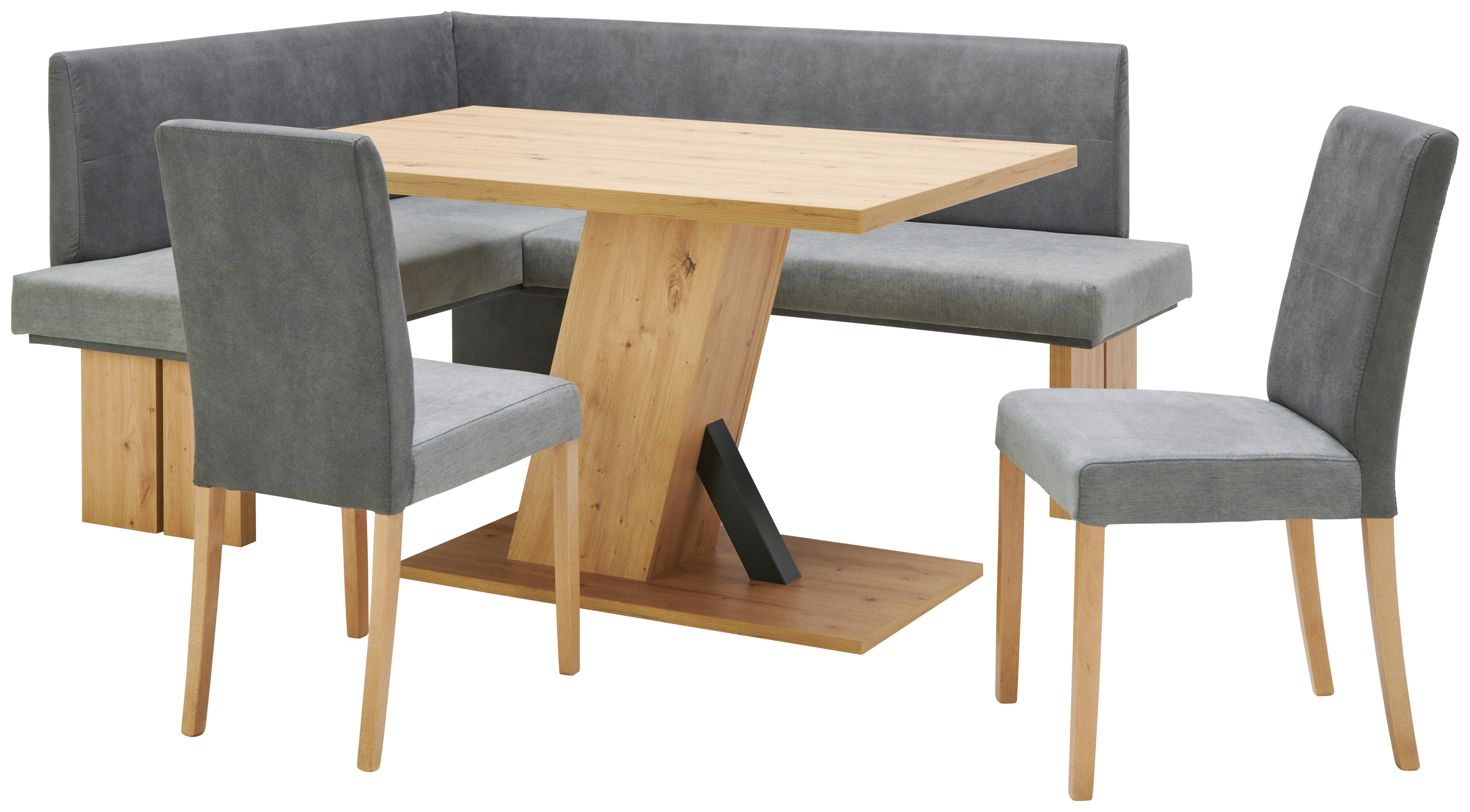 Eckbank Titangrau Webstoff Emma 150x185 cm - Eichefarben/Anthrazit, KONVENTIONELL, Holzwerkstoff/Textil (150/185cm)