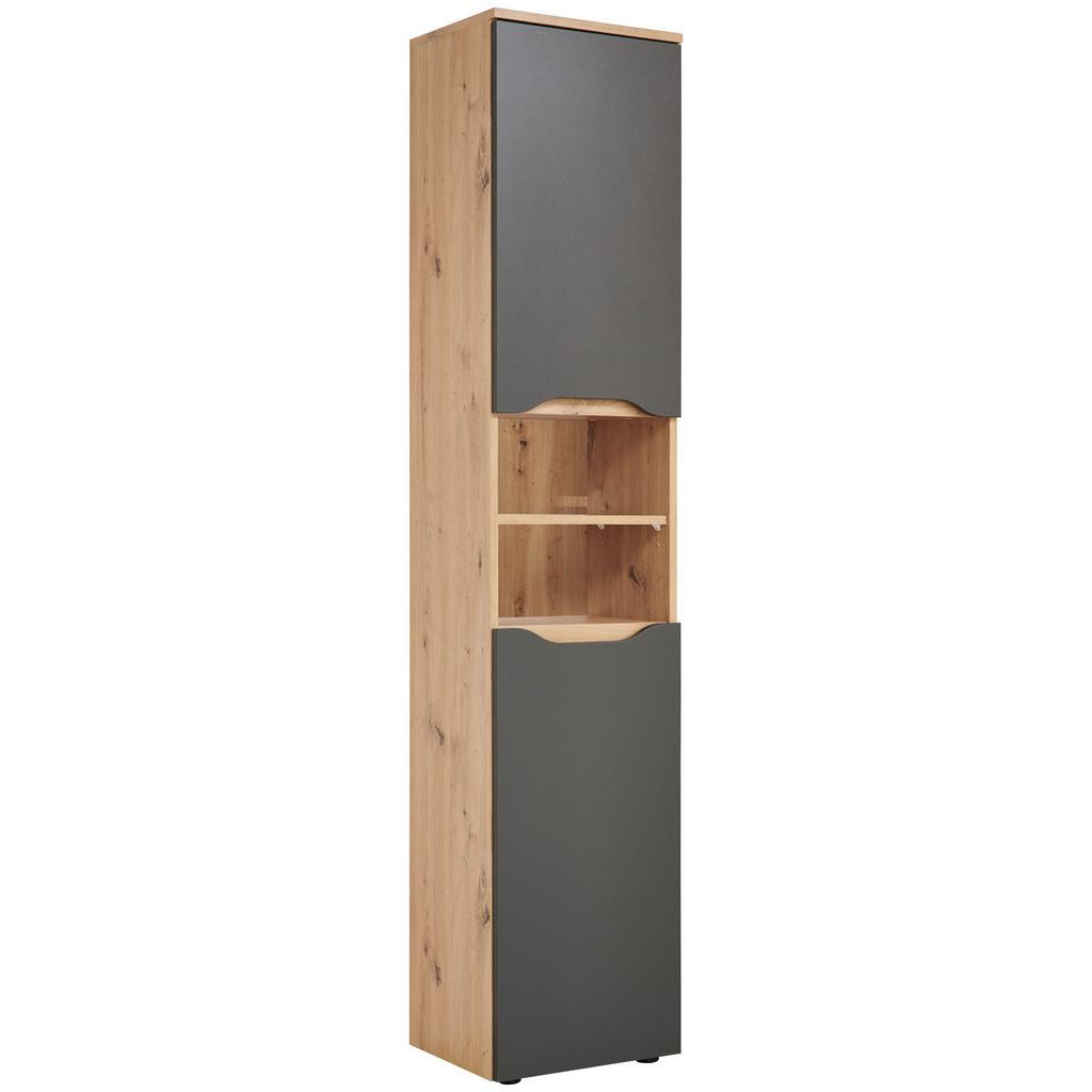 Badezimmer Hochschrank Giga 40x190 cm Eiche/Anthrazit