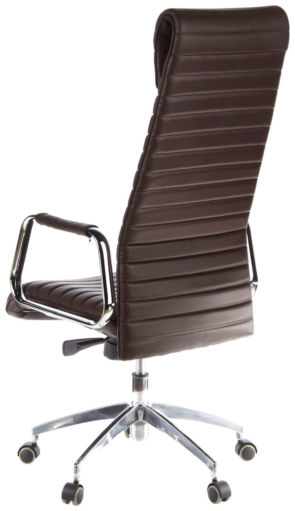 Drehstuhl Aspera 20 Dunkelbraun - Dunkelbraun/Silberfarben, MODERN, Leder/Kunststoff (59/139/50cm) - MID.YOU