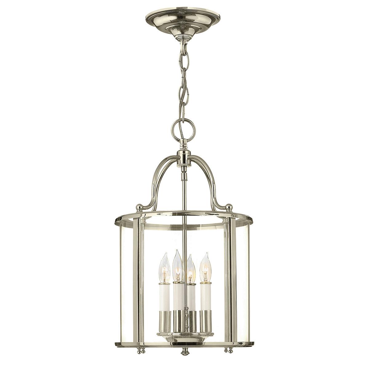 Hängeleuchte Gentry H: 61 cm 4-Flammig - Nickelfarben, Natur, Glas/Metall (29.7/61cm) - Elstead Lighting