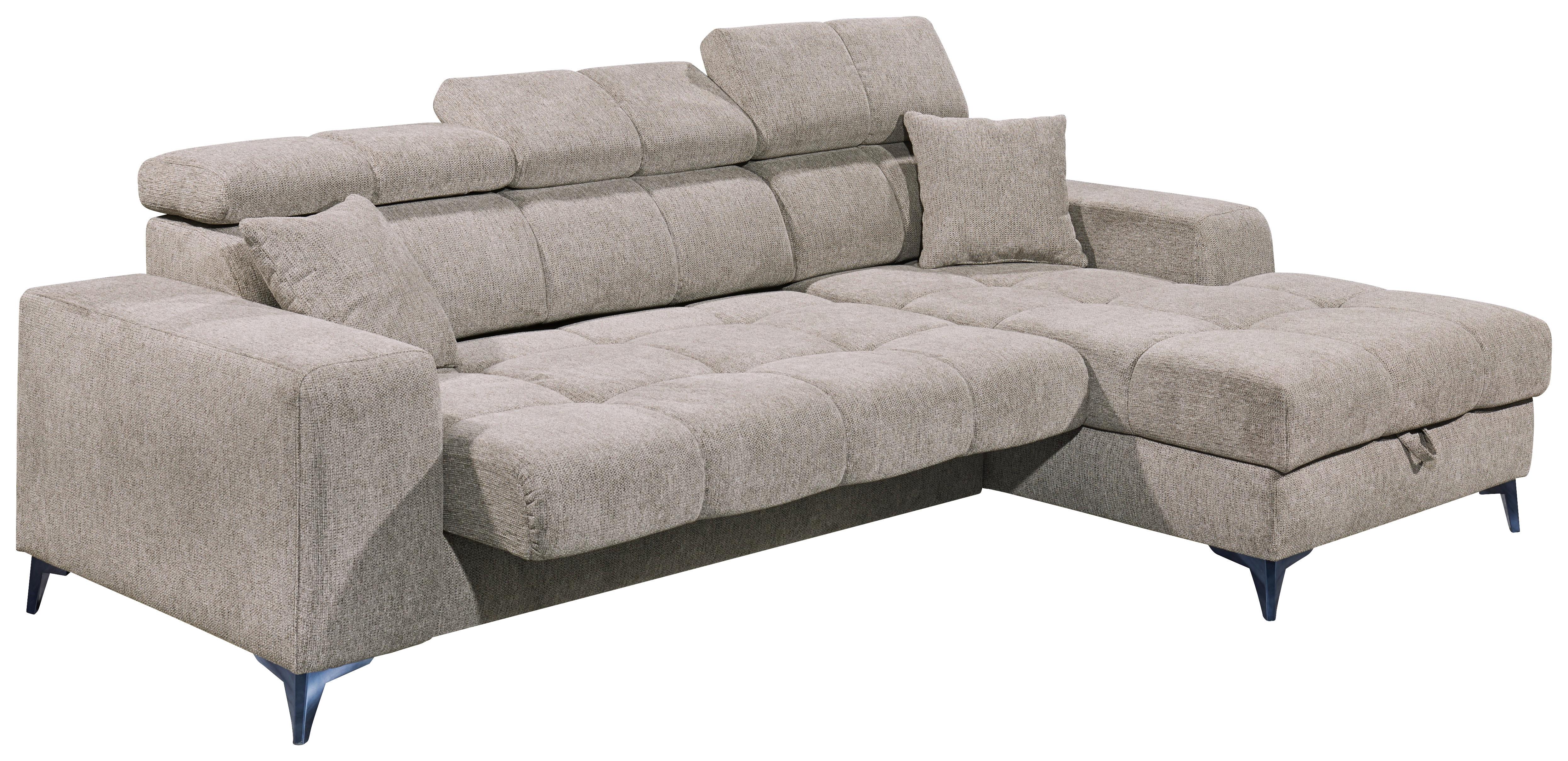 Ecksofa Sydney Graubraun S: 268/172 cm - Graubraun/Schwarz, KONVENTIONELL, Textil (268/172cm) - MID.YOU