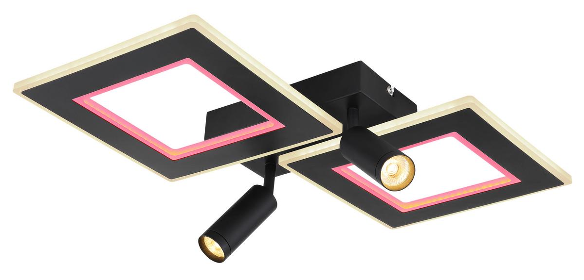 LED-Deckenleuchte L: 54 cm, 1-Flammig - Opal/Schwarz, Design, Kunststoff/Metall (54/41/11,5cm) - Globo