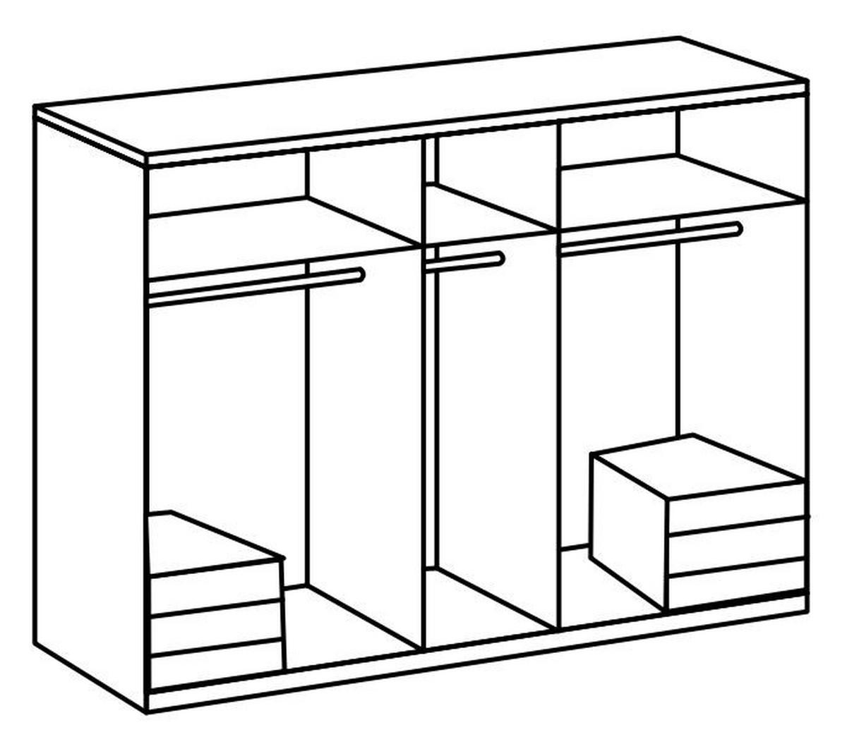 Drehtürenschrank 250cm Level, Weiß/eiche Dekor - Eichefarben/Weiß, MODERN, Glas/Holzwerkstoff (250/216/58cm) - MID.YOU