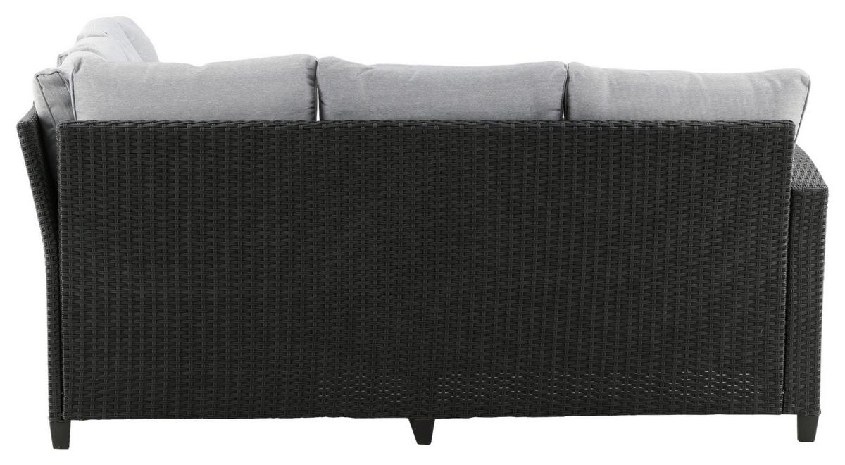 Loungegarnitur 2-tlg Bentwood Kunststoff Mit Kissen - Schwarz, KONVENTIONELL, Kunststoff (173/227cm) - Gardenson