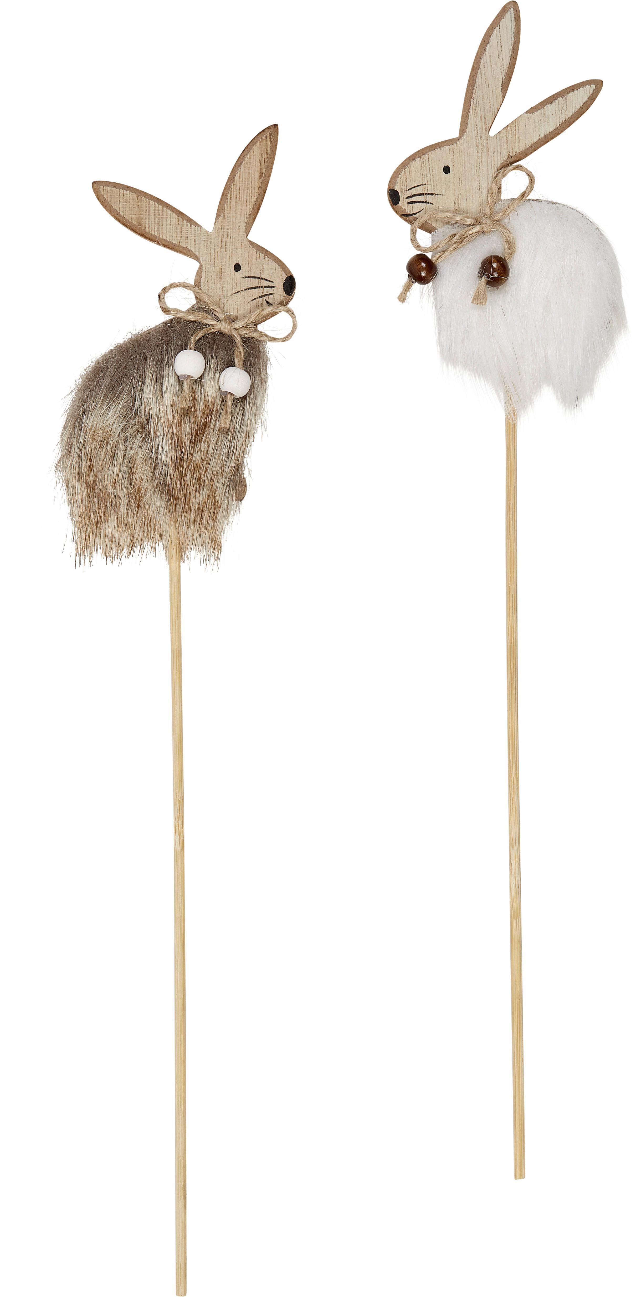 Dekor Pálca Bunny - barna/fehér, Konventionell, textil/fa (31cm) - Ondega