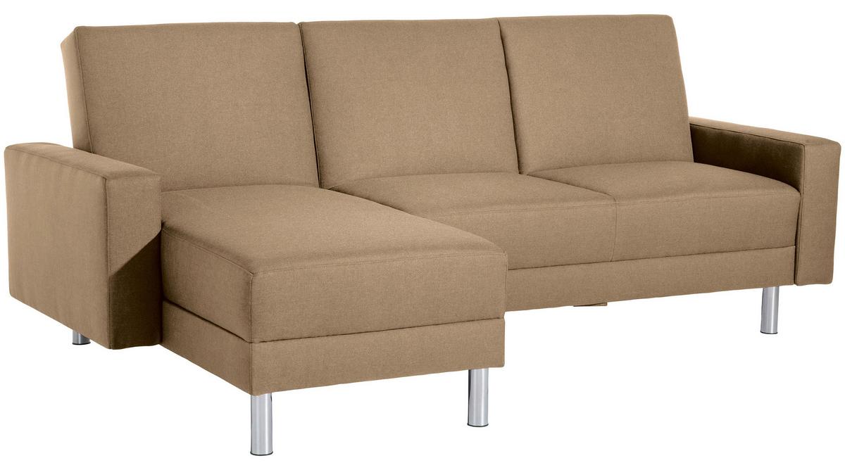 Ecksofa mit Schlaffunktion Just Fashion Sandfarben - Sandfarben/Chromfarben, KONVENTIONELL, Textil (152/230cm) - Max Winzer