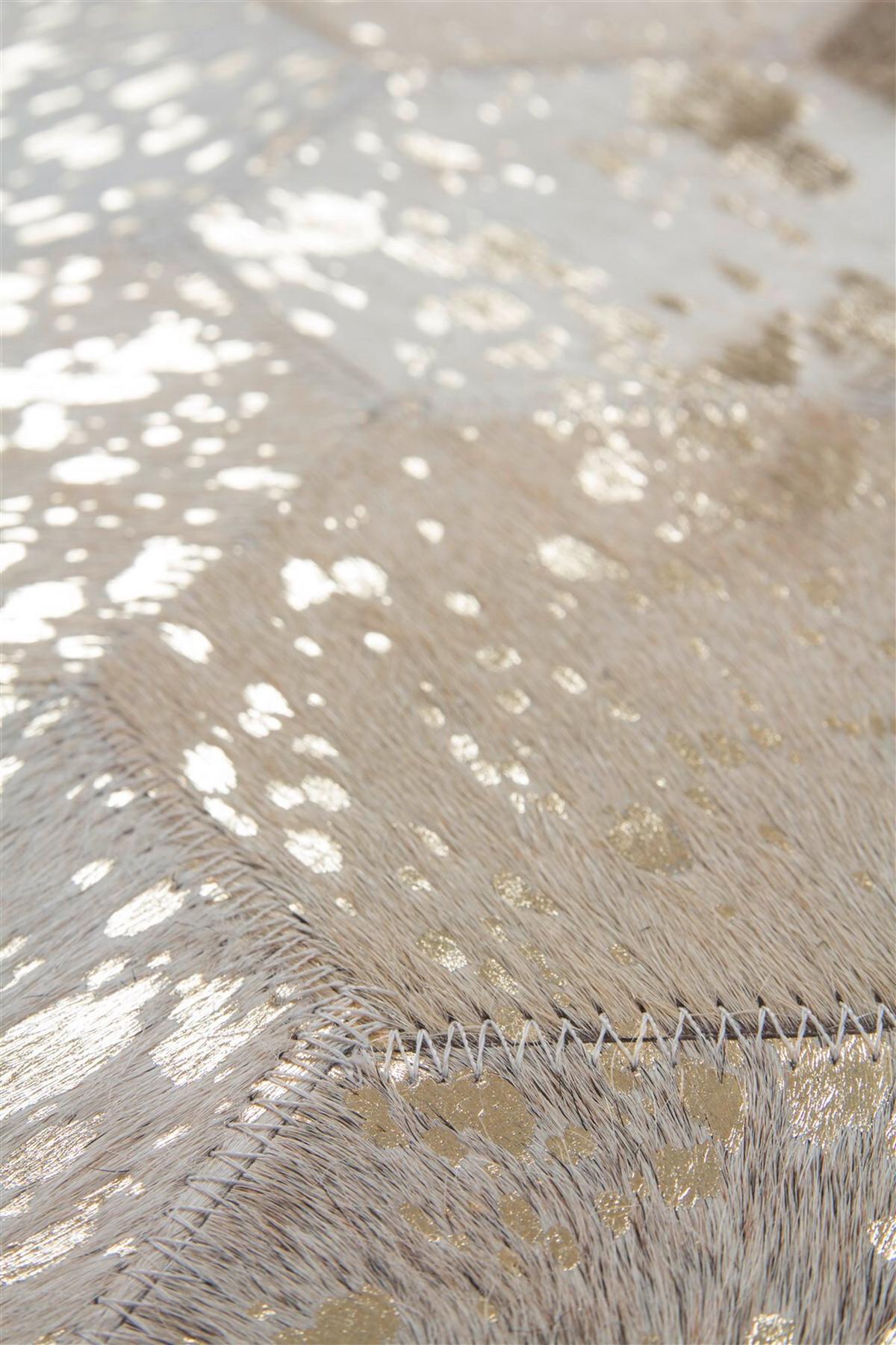 Webteppich, 80x150 cm Spark 210 Elfenbein / Gold - Goldfarben/Creme, Basics, Leder (80/150cm) - Novel