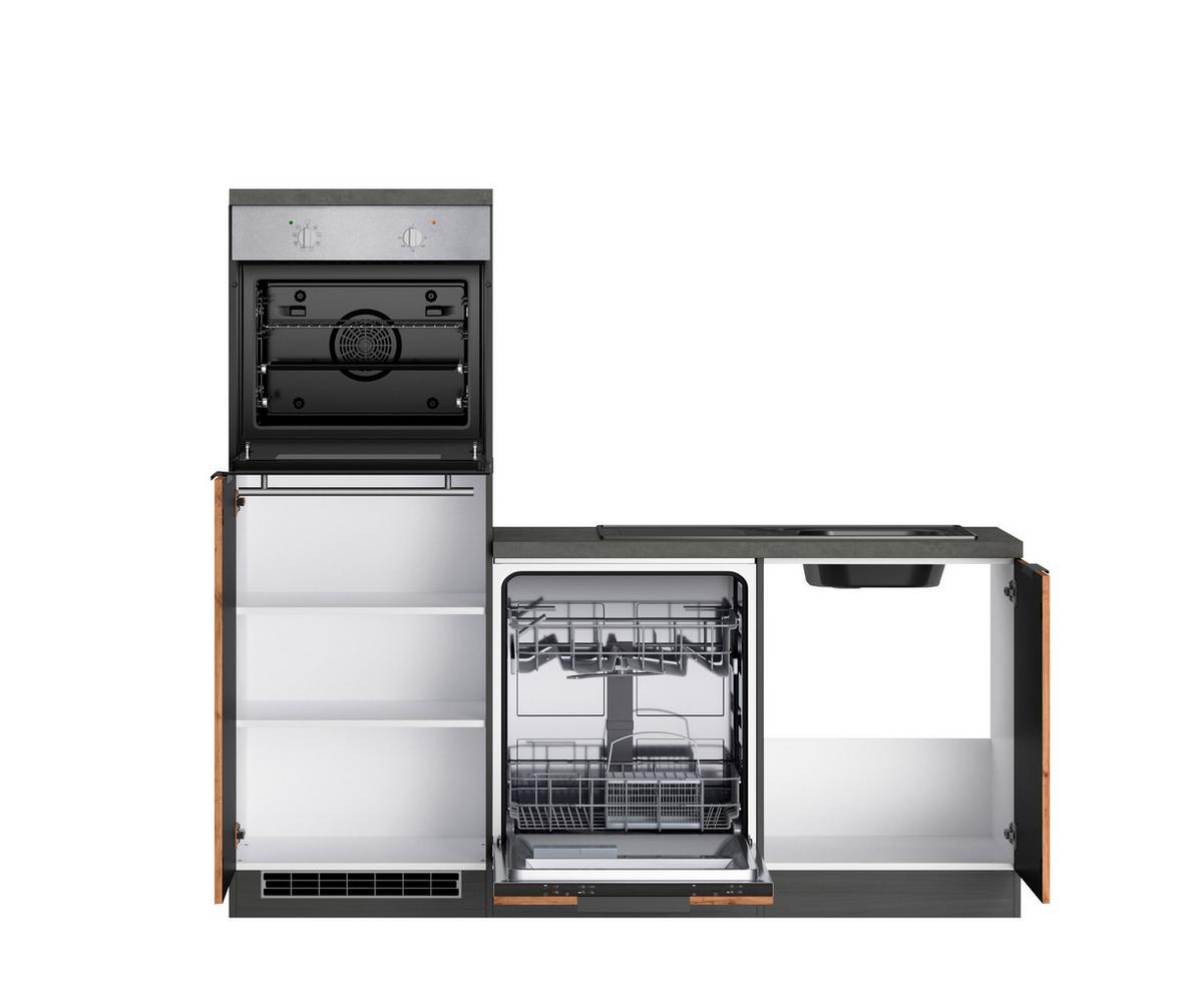 Eckküche Liverpool Graphit/ Eiche Dekor S: 240x240 cm - Schieferfarben/Eiche Wotan, Basics, Holzwerkstoff (240/240cm) - Held