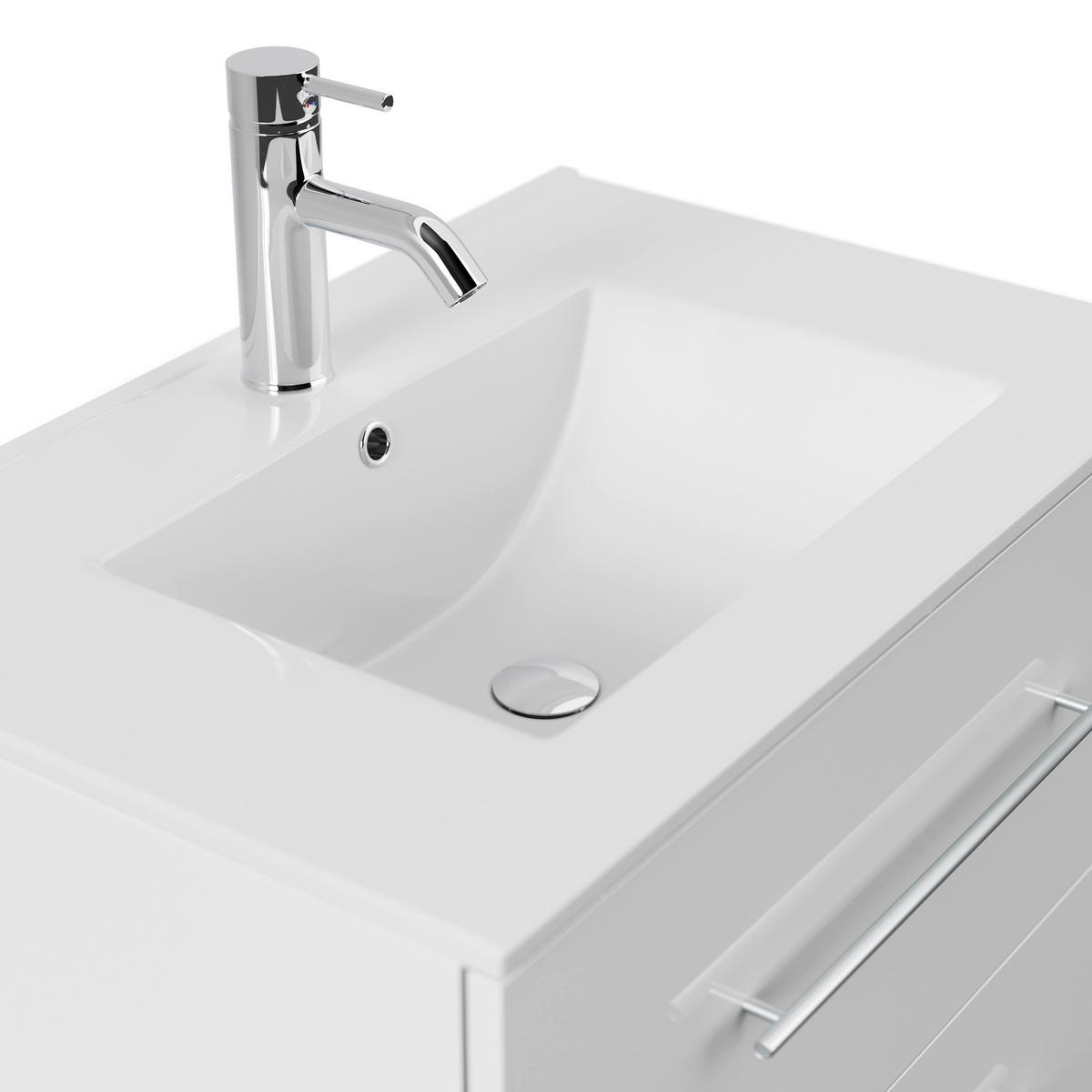 WASCHTISCHKOMBI Homeline, Weiß HG, B: 71 cm - Weiß Hochglanz/Weiß, Basics, Keramik/Holzwerkstoff (71cm) - MID.YOU