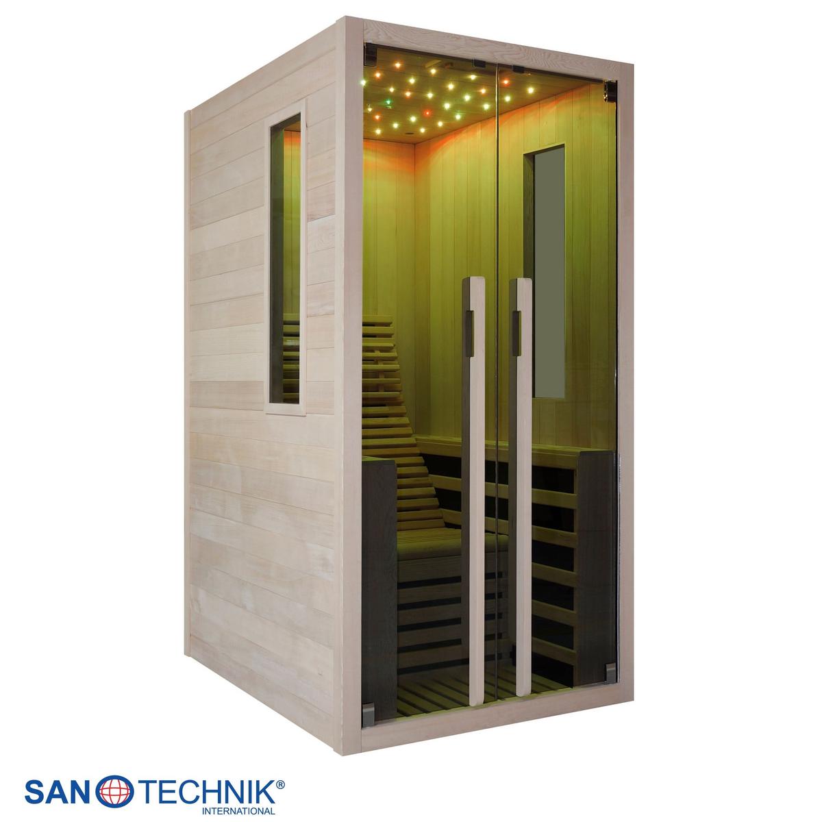 Infrarotkabine 1 Person 100x195x130 cm Carbon - Naturfarben, Basics, Holz (100/195/130cm) - Sanotechnik