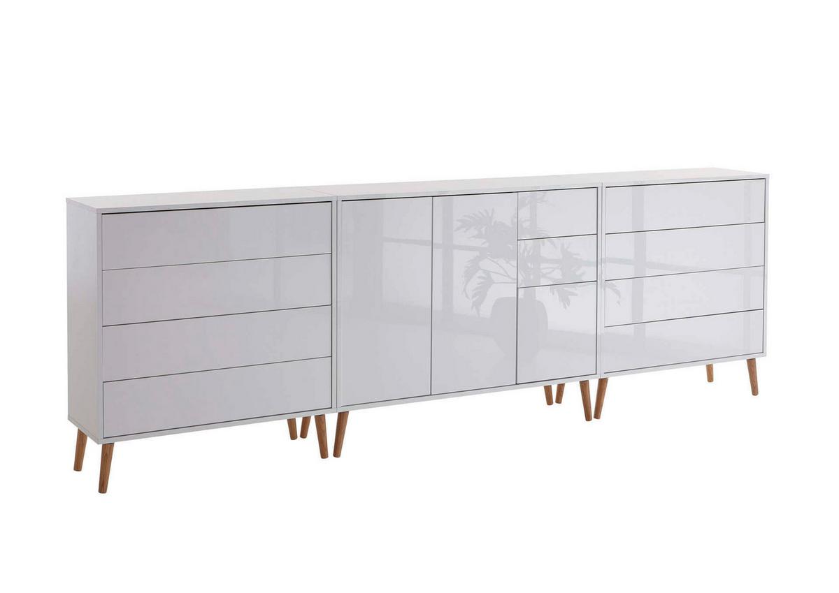 Sideboard Mailand Weiß/weiß Hg B:263,5cm - Weiß Hochglanz/Eiche Artisan, MODERN, Holzwerkstoff (263,5/86/33cm) - MID.YOU