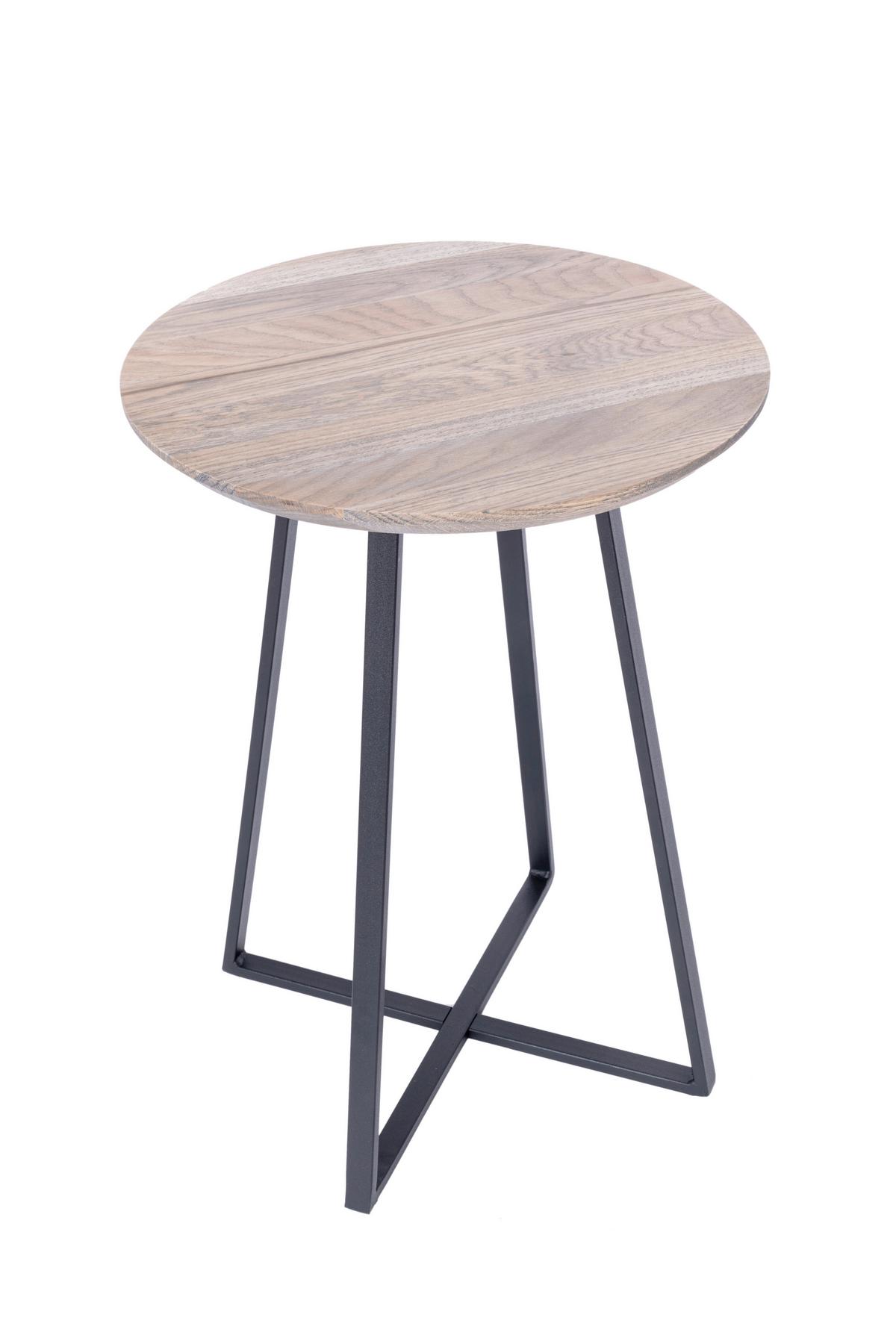 Beistelltisch Justus Schwarz/Eiche grau H: 55cm - Eiche grau/Schwarz, Natur, Holz/Metall (40/55cm)